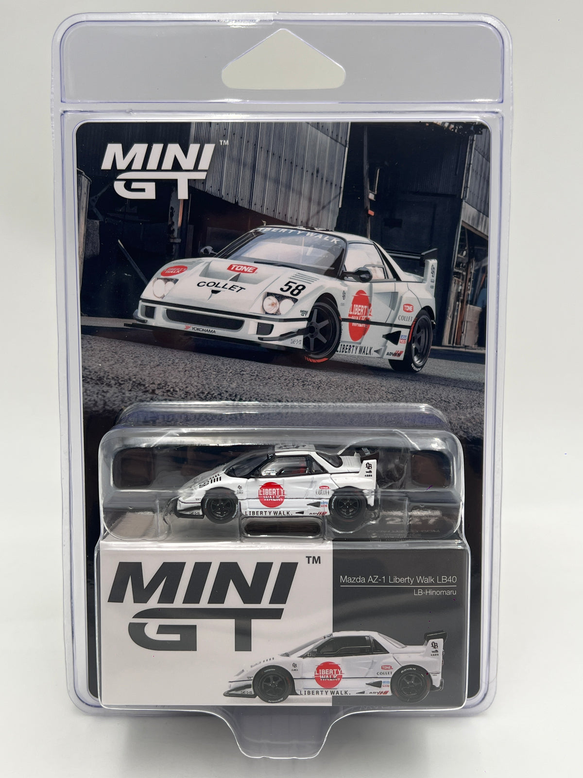 Mini GT #1227 Mazda AZ-1 Liberty Walk LB40 LB-Hinomaru White