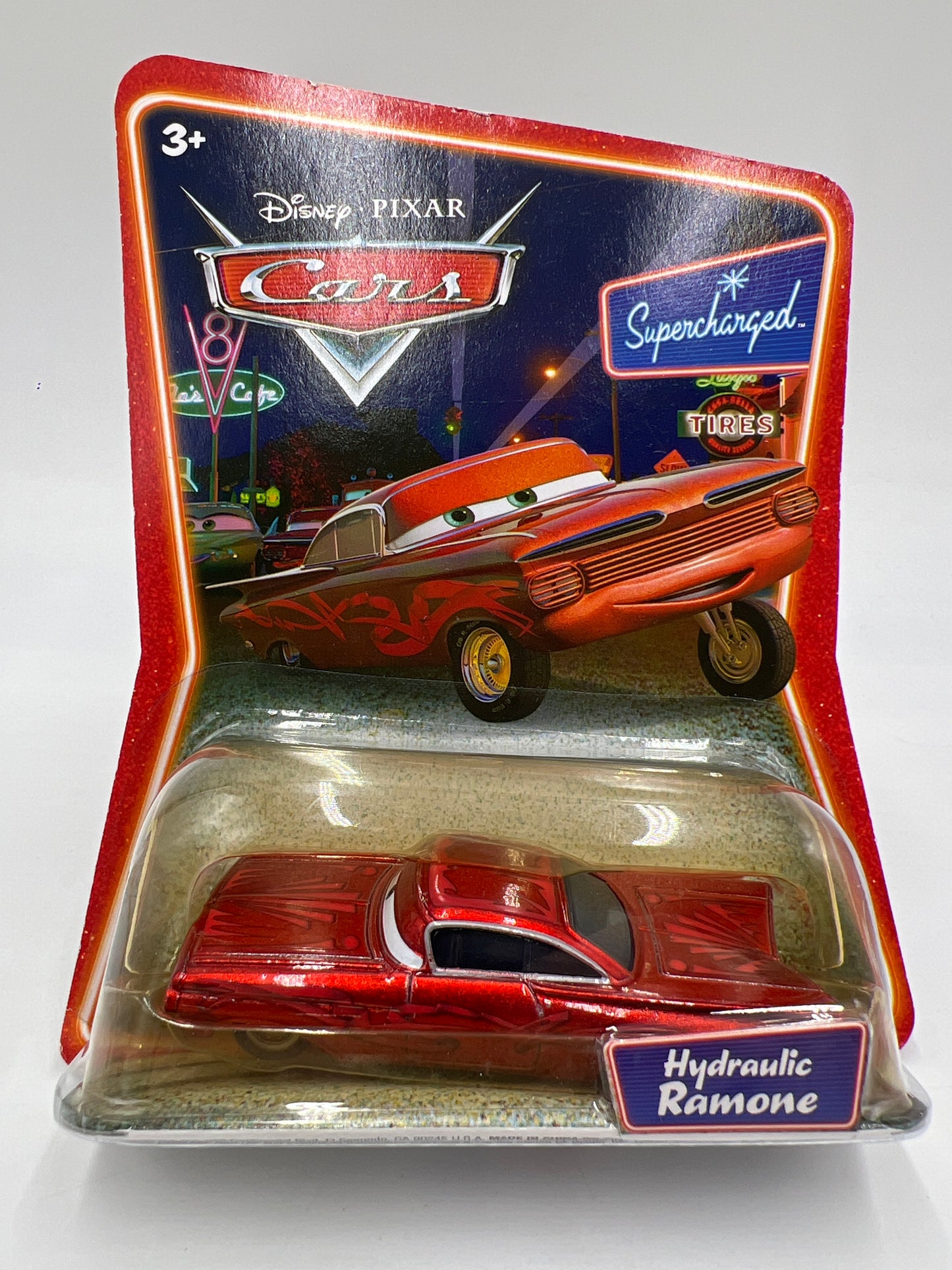 Disney Pixar Cars Supercharged Hydraulic Ramone Red Yellowing Blister 138B