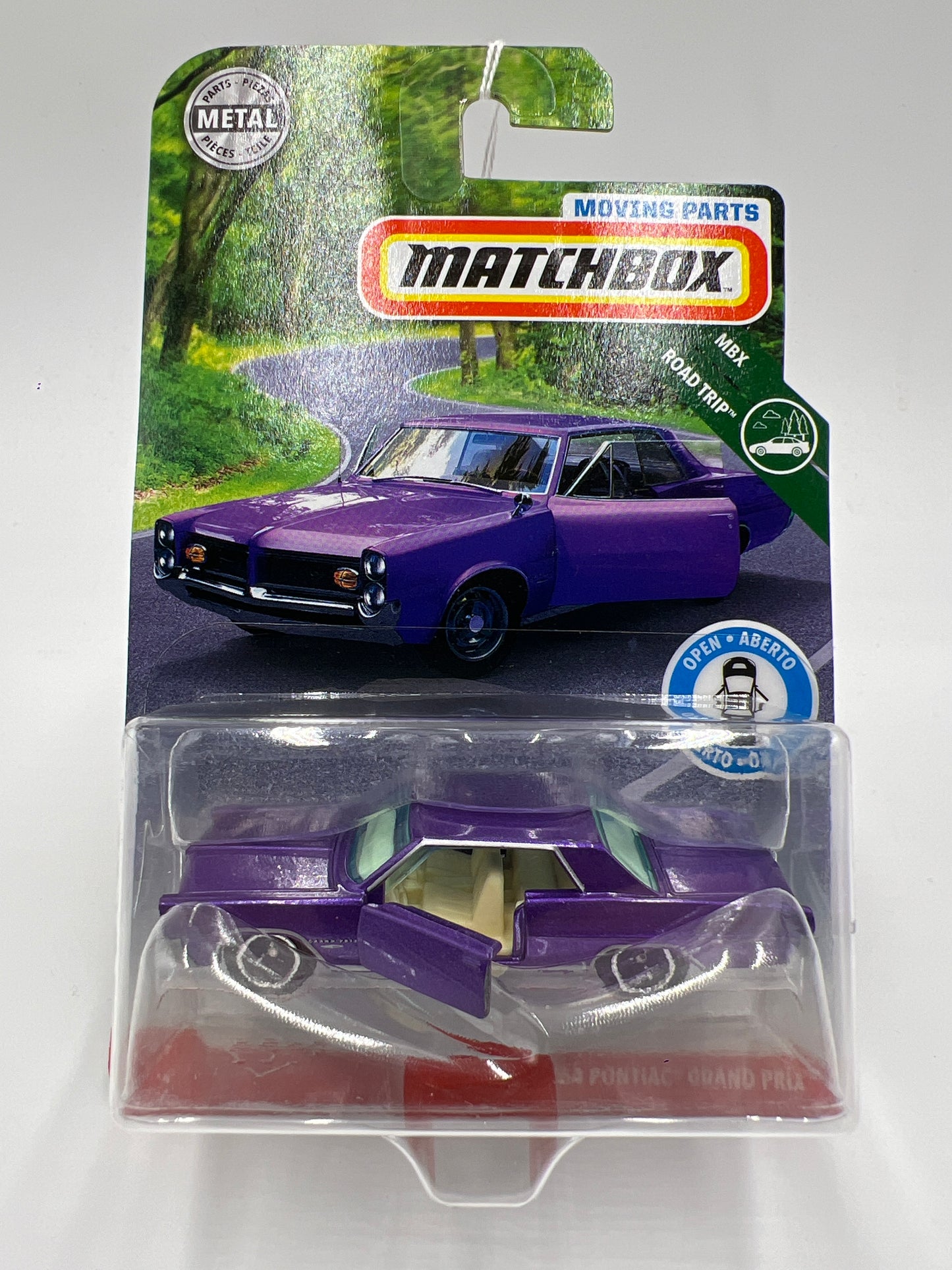 Matchbox Moving Parts MBX Road Trip 64 Pontiac Grand Prix Purple Cracked Blister 169G