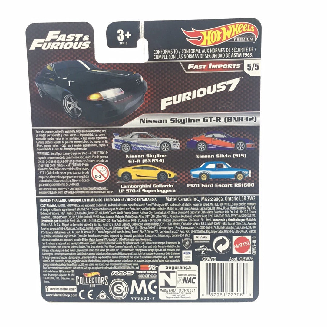 Hot wheels premium fast and furious fast imports nissan skyline gt-R bnr32 5/5