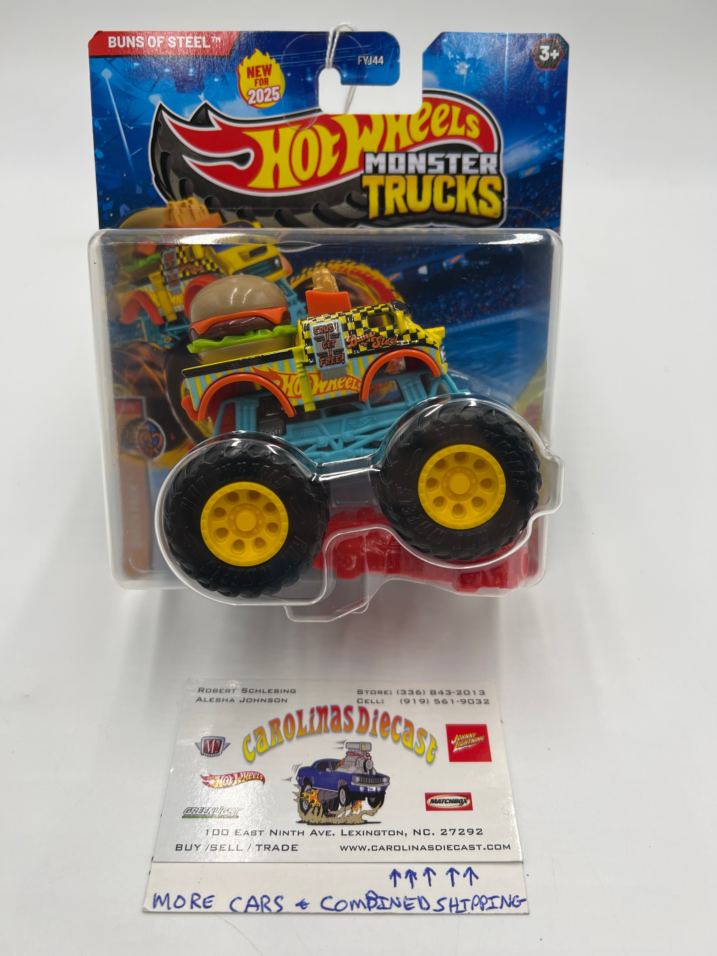 2025 Hot Wheels Monster Trucks Snack Pack #2 Buns Of Steel Yellow