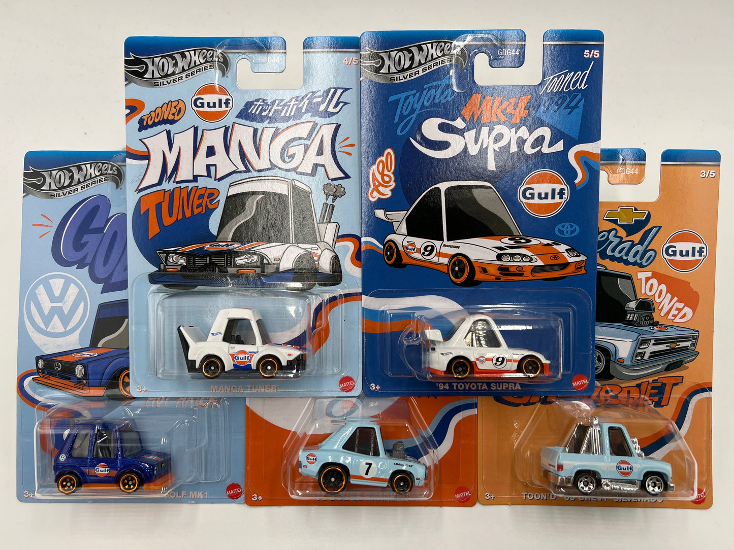 2025 Hot Wheels Silver Series Tooned Gulf Complete Set of 5