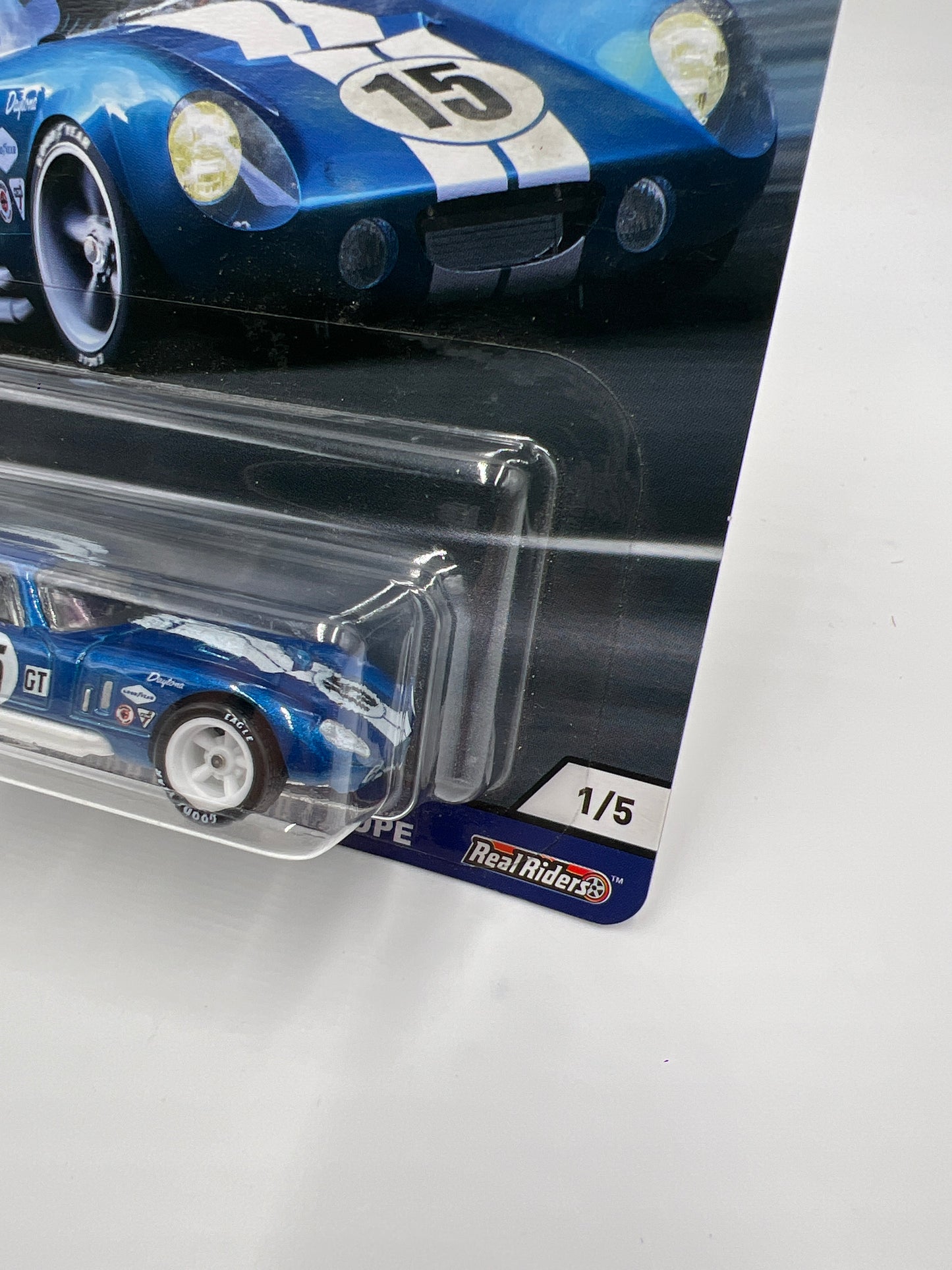 2018 Hot Wheels Car Culture Premium Circuit Legends #1 Shelby Cobra Daytona Coupe Blue Creased Card 255E