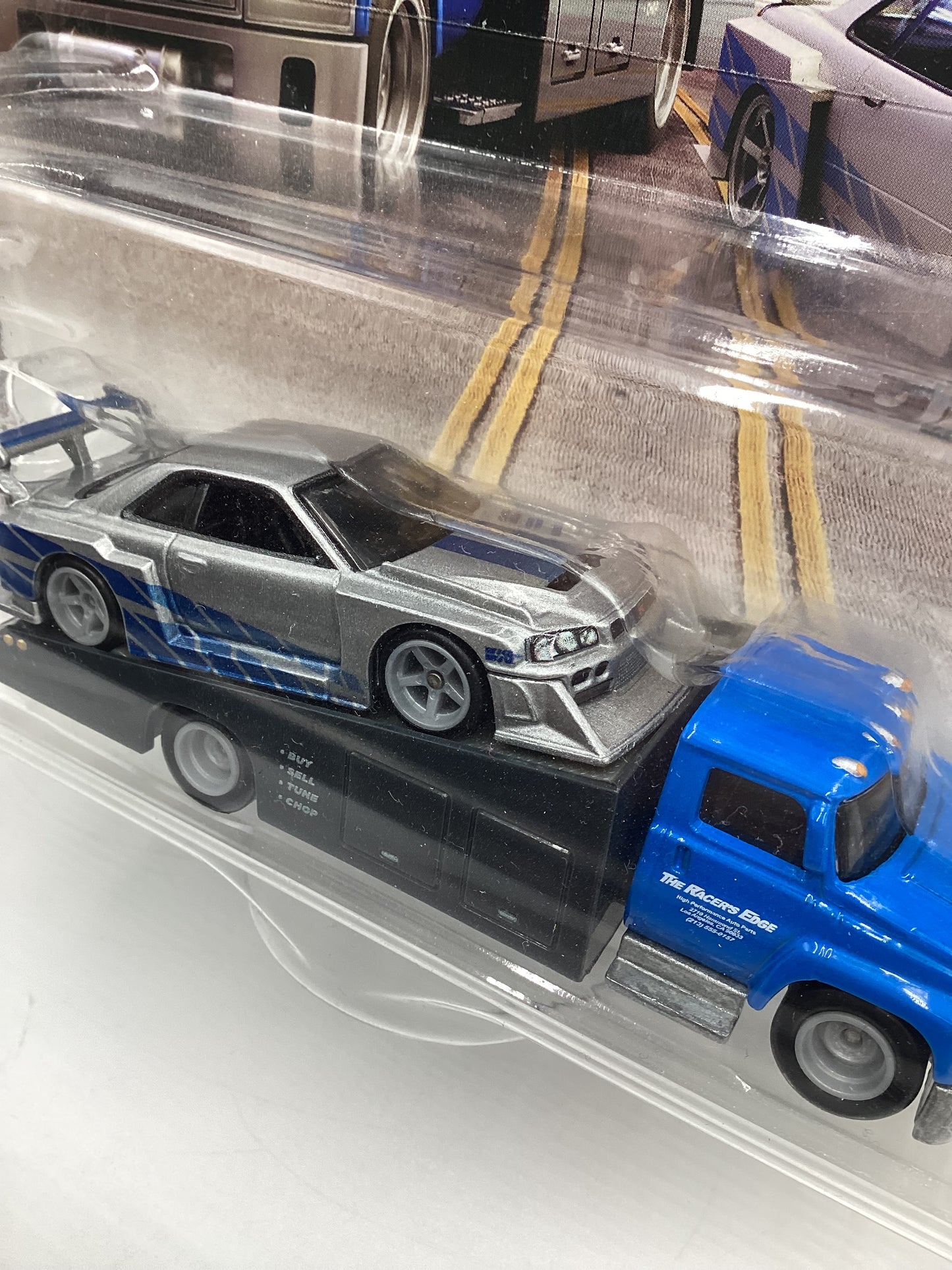 Hot Wheels Team Transport Fast and Furious LB-ER34 Super Silhouette Nissan Skyline Carry On Blue with Protector