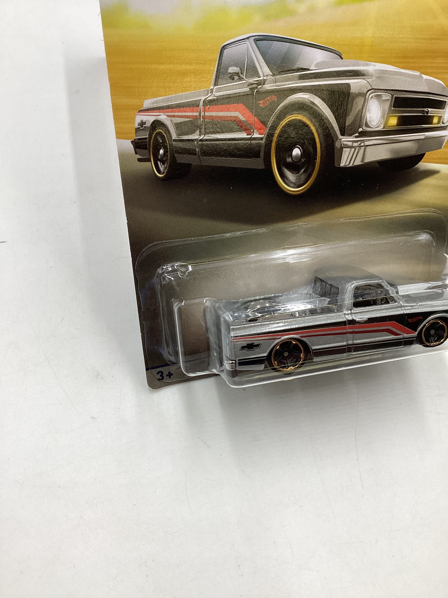 Hot Wheels Walmart 100 Years Chevy #3 67 Chevy C10 Silver card not perfect 161S