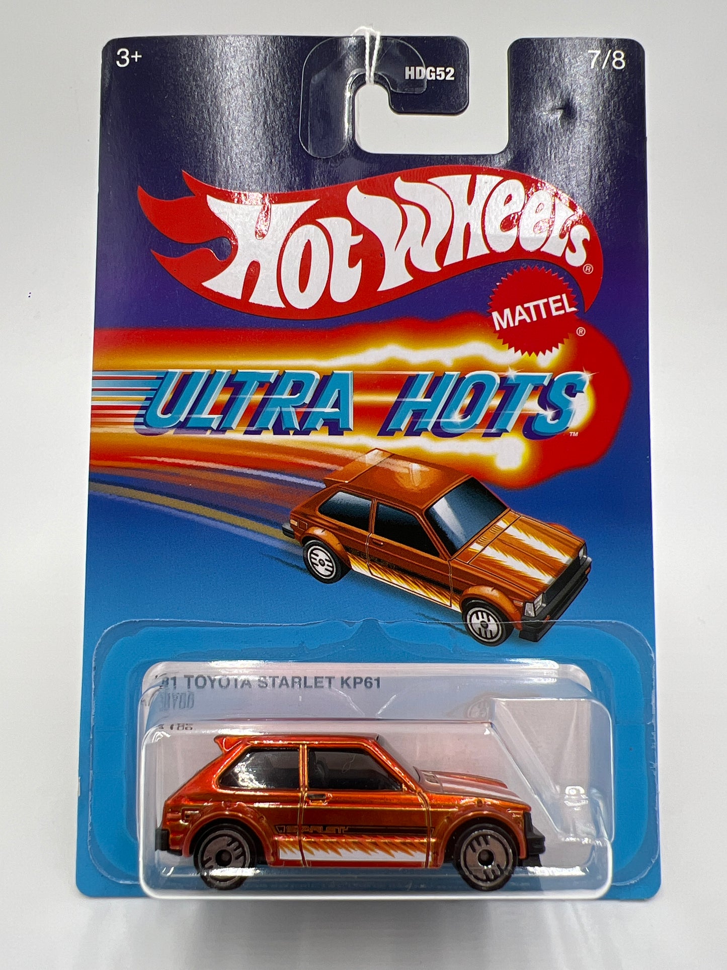 2025 Hot Wheels Target Ultra Hots #7 81 Toyota Scarlet KP61 Orange Cracked Blister 154D
