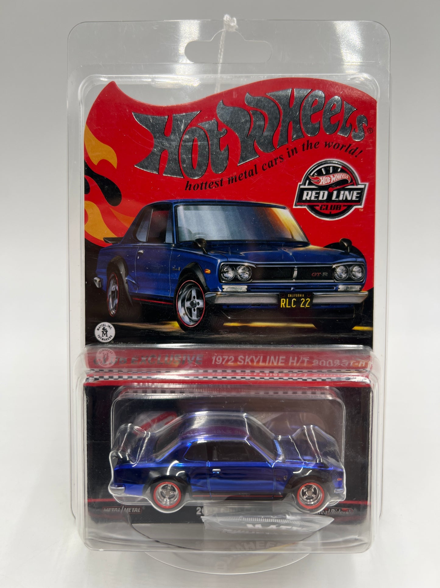 2022 Hot Wheels RLC Club Exclusive 1972 Nissan Skyline H/T 2000GT-R Blue W/Protector and Patch/Button