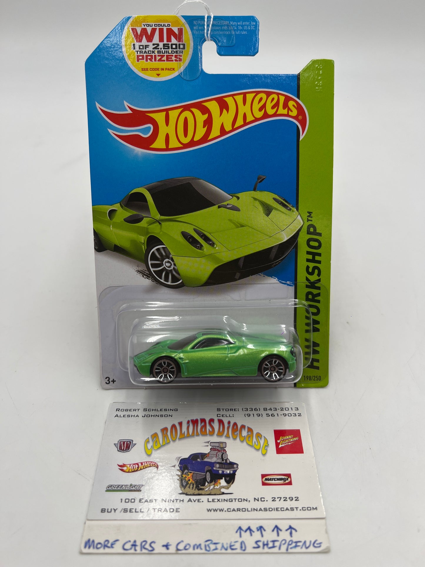 2014 Hot Wheels Workshop #198 Pagani Huayra Green *Backward Facing Error* 104E