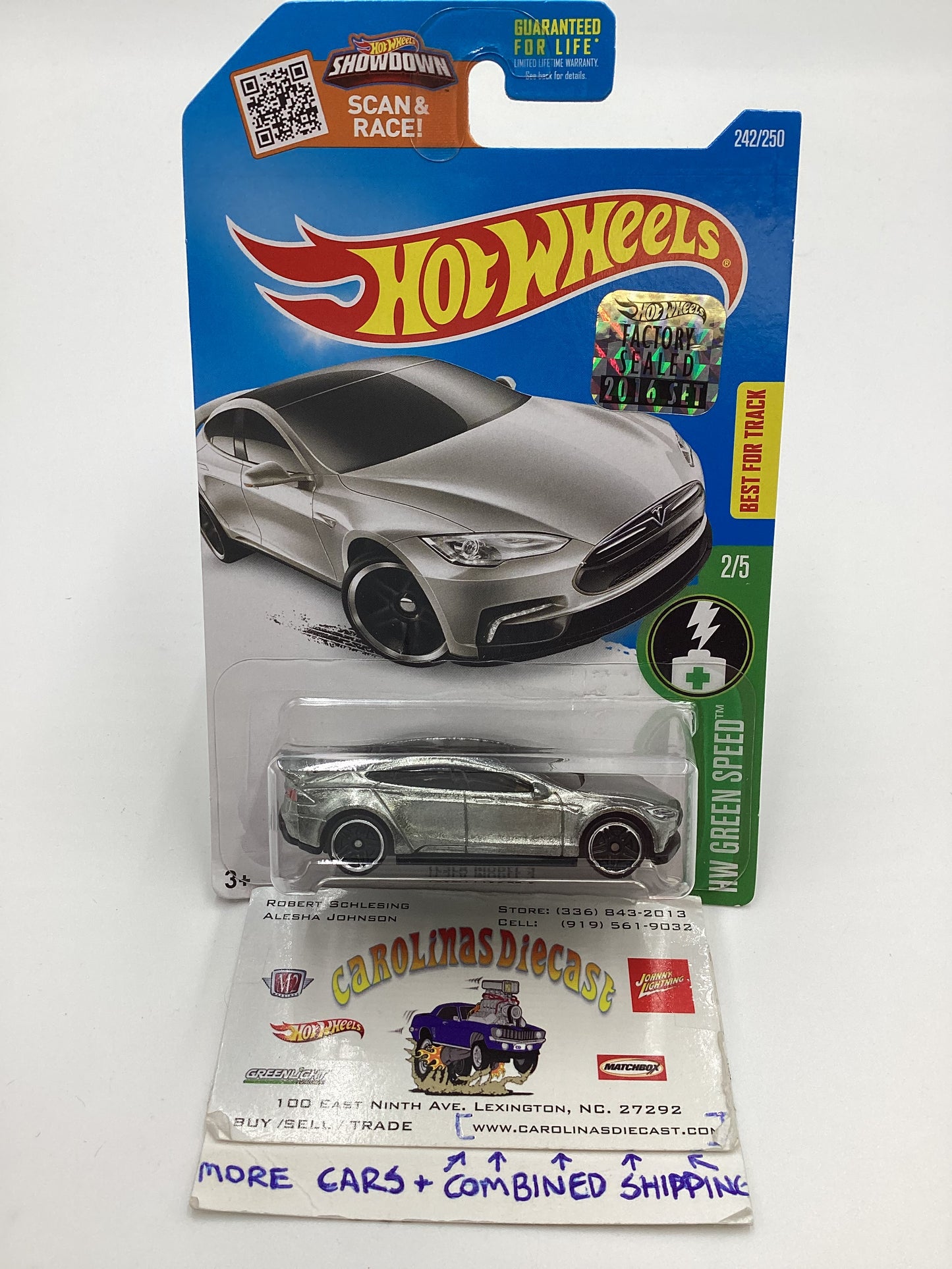 2016 Hot Wheels #242 Tesla Model S Factory Sealed Zamac Walmart Exclusive with protector