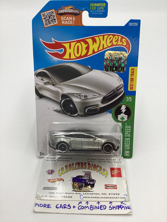 2016 Hot Wheels #242 Tesla Model S Factory Sealed Zamac Walmart Exclusive with protector