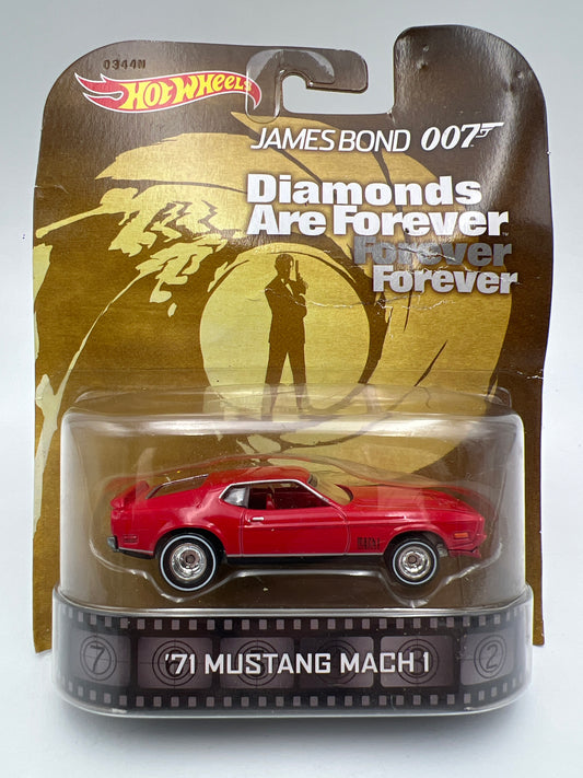 Hot Wheels Retro Entertainment 007 Diamonds Are Forever 71 Mustang Mach 1 Red Bad Card