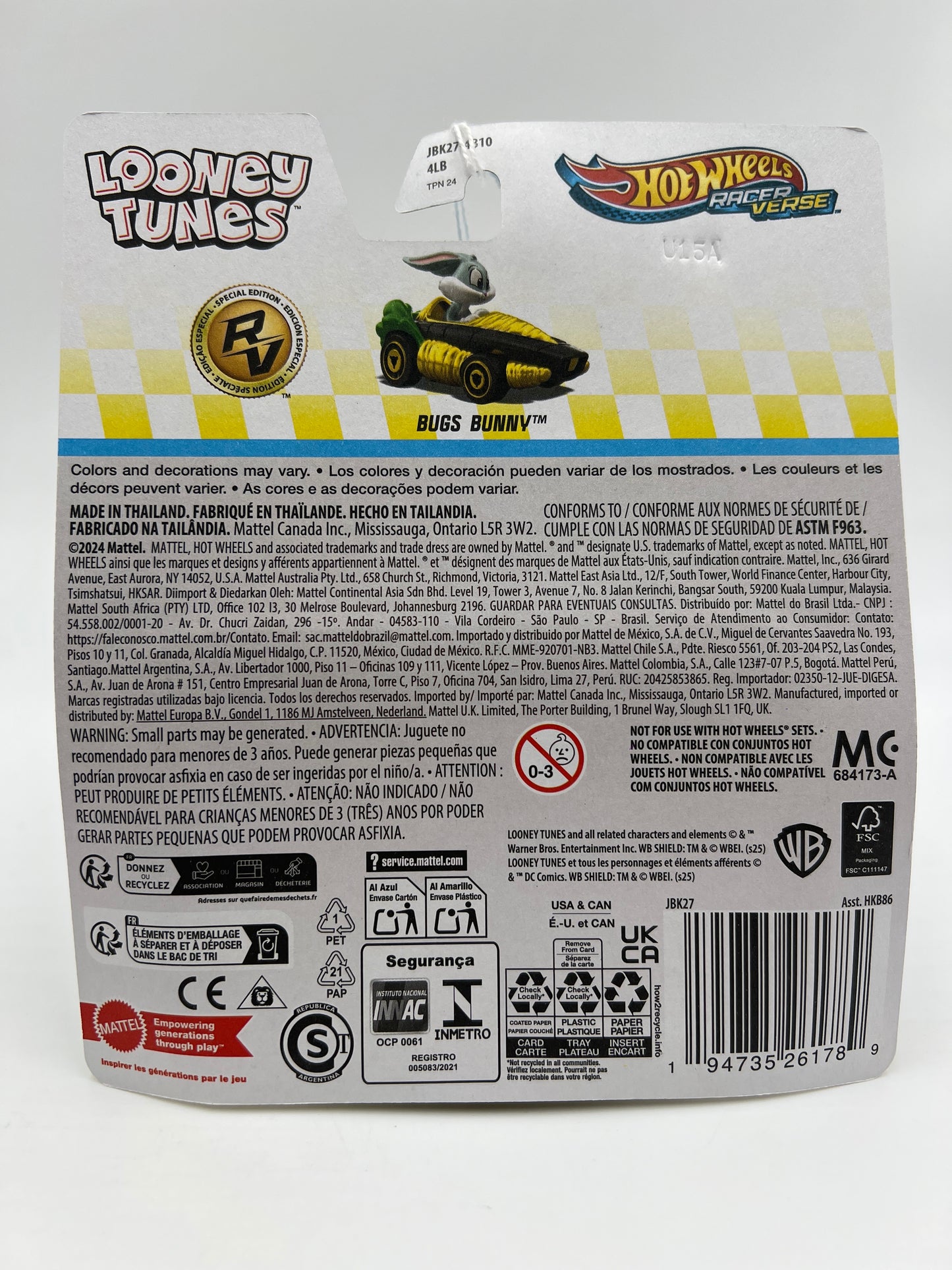 2025 Hot Wheels Racer Verse Looney Tunes CHASE Bugs Buggy