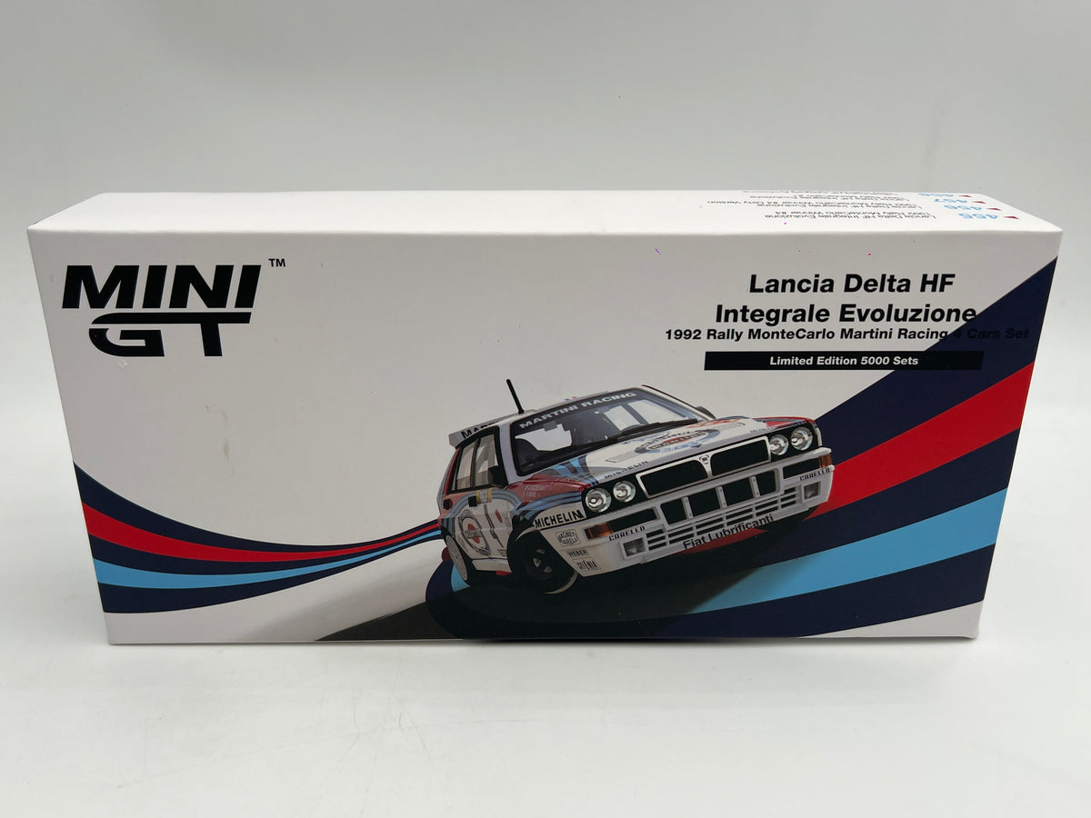Mini GT #455-458 Martini Racing 4 Car Set 1/5000 Lancia Delta HF Integrale Evoluzione