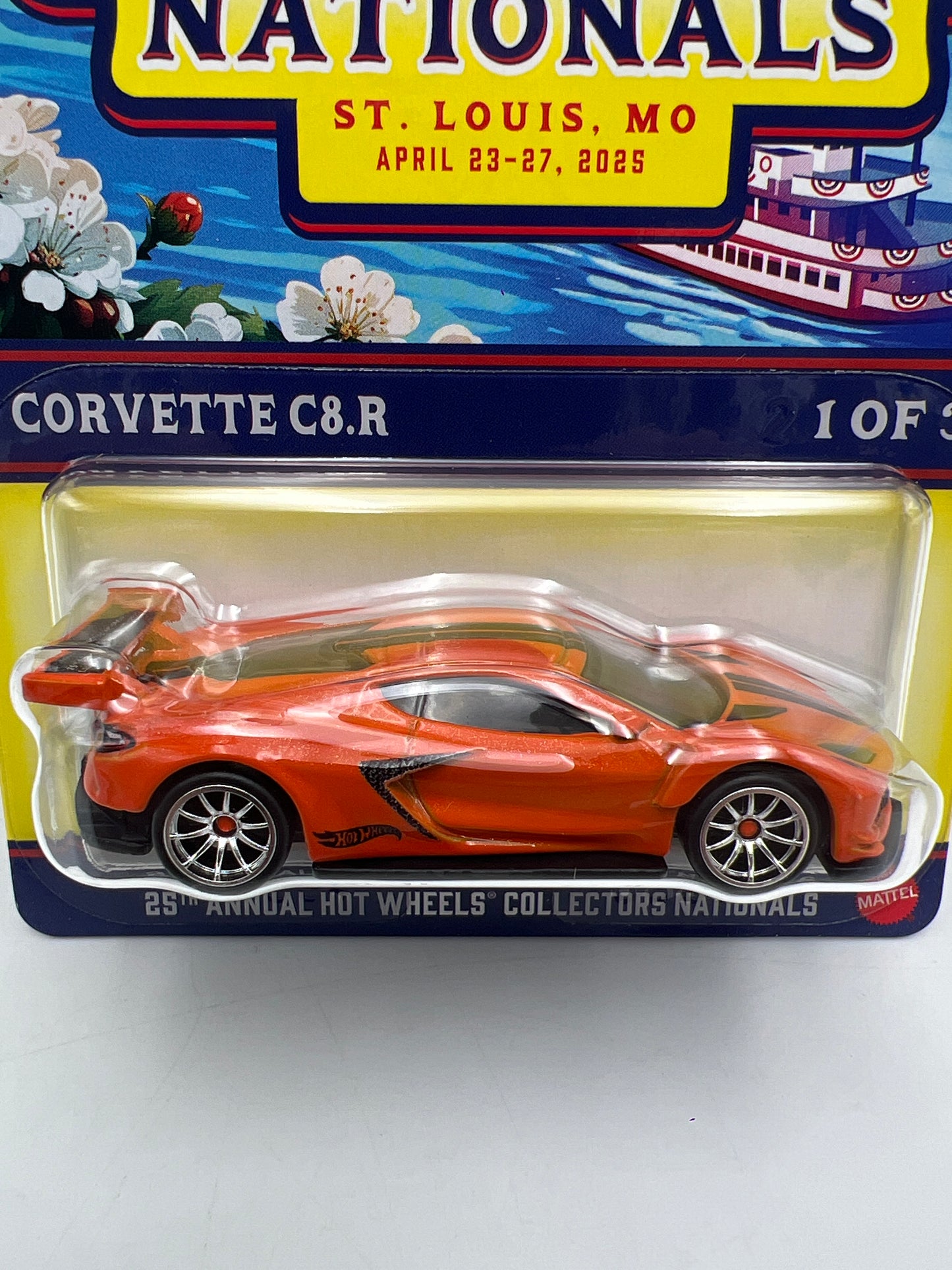 2025 Hot Wheels 25th Annual Collectors Nationals Corvette C8.R Orange W/Protector
