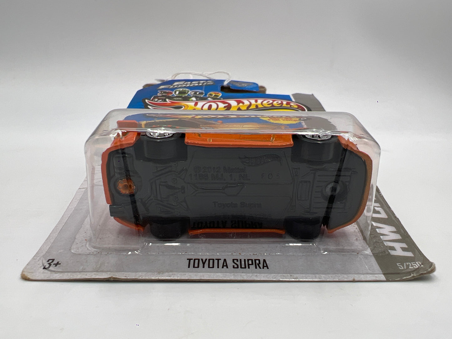 2013 Hot Wheels City #5 Fast & Furious Toyota Supra Orange Card Not Perfect