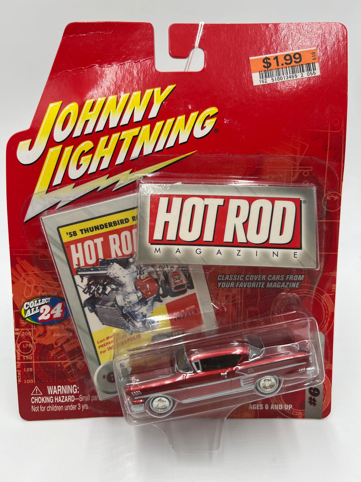 Johnny Lightning Hot Rod Magazine #6 1958 Chevy Impala Red 221H