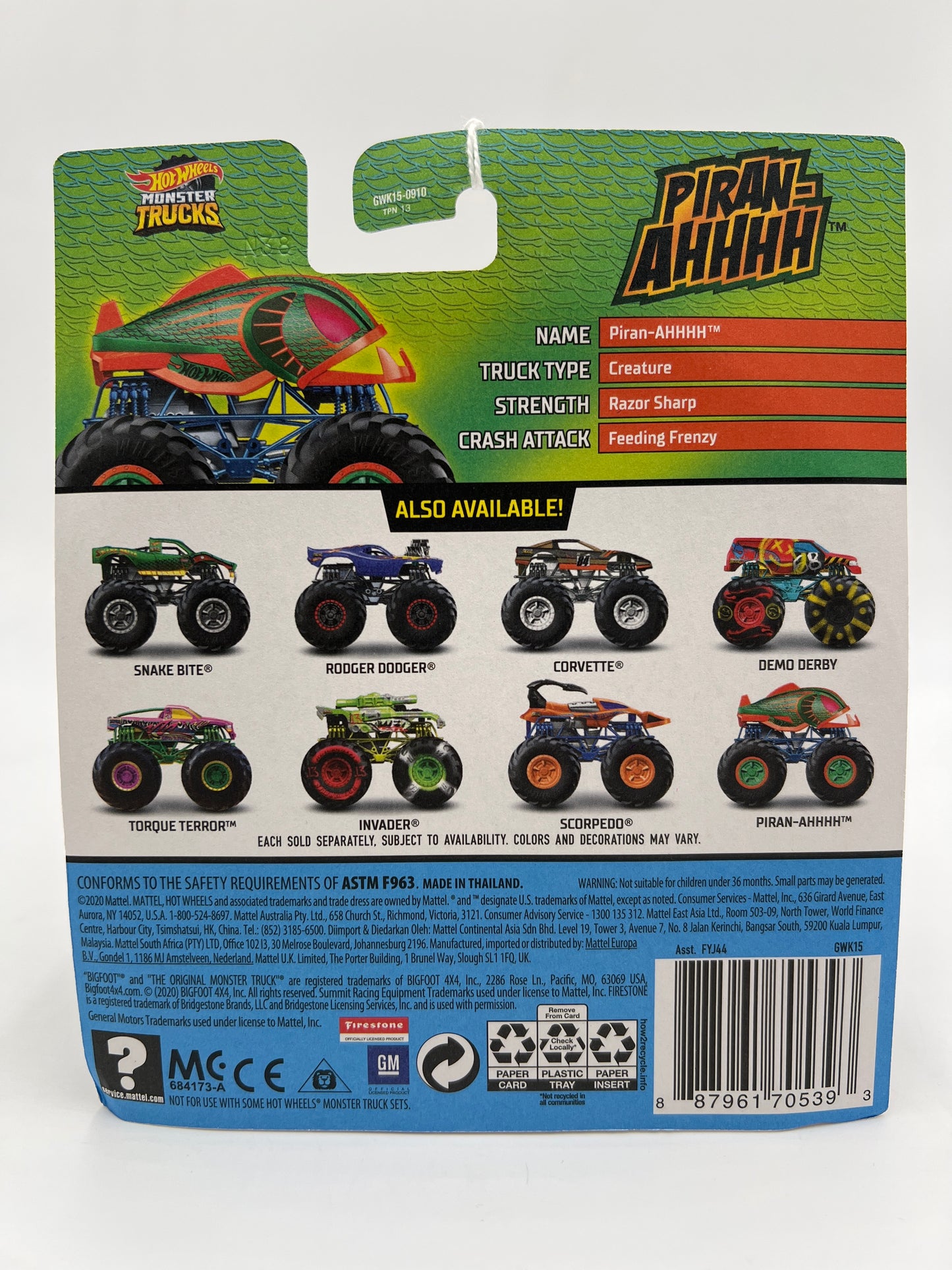 Hot Wheels Monster Trucks Wild Ride #23 Piran-ahhhh piranah 135i