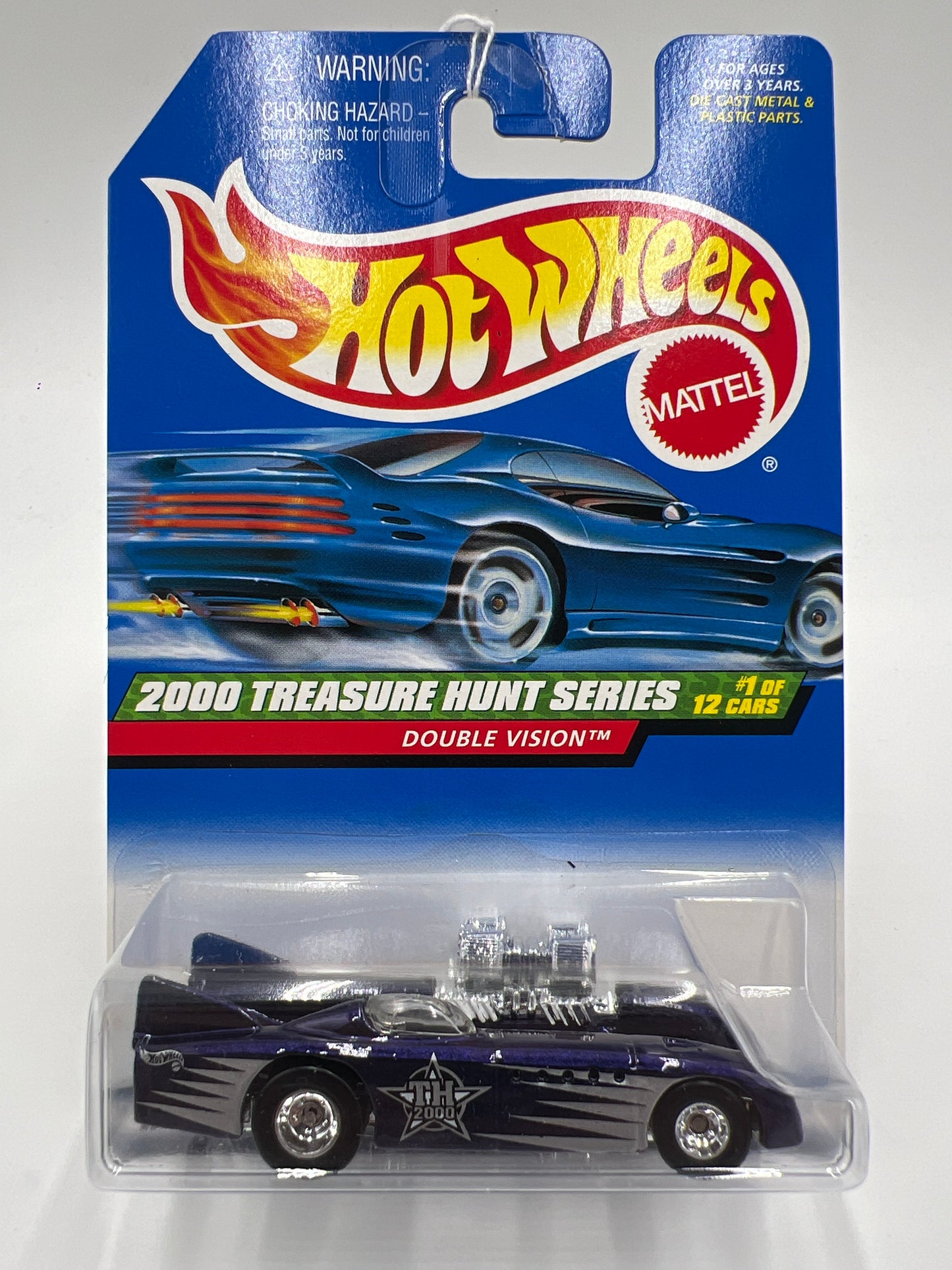 2000 Hot Wheels Treasure Hunt Real Riders #49 Double Vision Purple Bad J Hook 275E