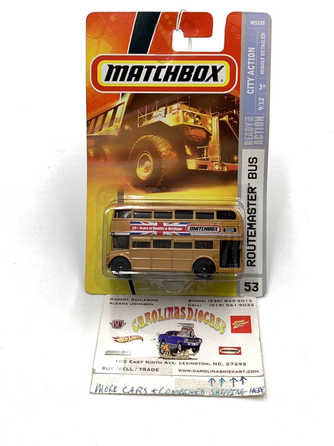 2008 Matchbox #53 Routemaster Bus gold 206B