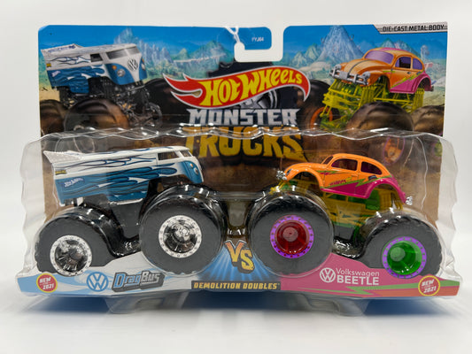Hot Wheels Monster Trucks Demolition Doubles VW Drag Bus Vs Volkswagen Beetle 136G