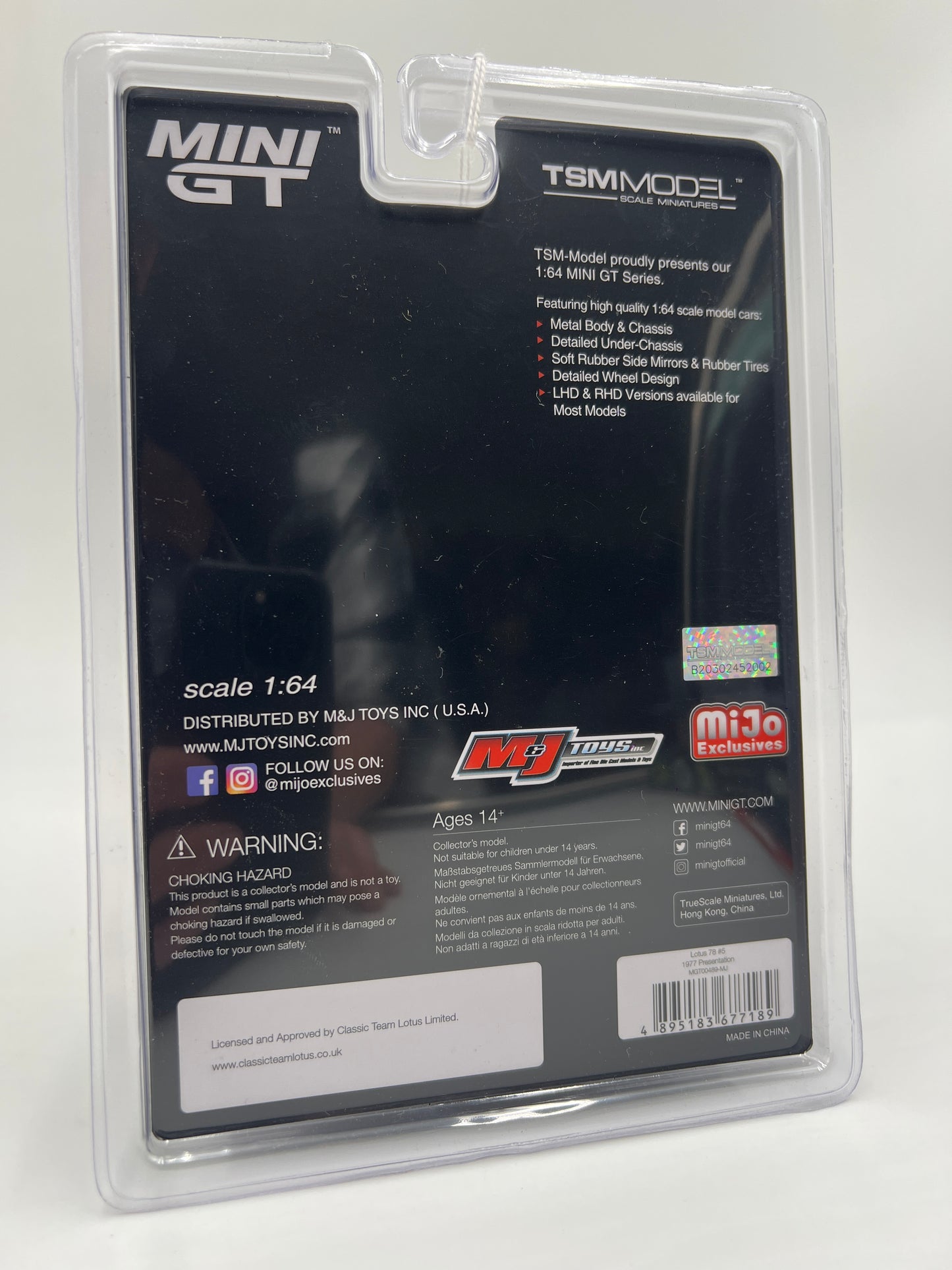 Mini GT Mijo Exclusives #489 Lotus 48 #5 1977 Presentation