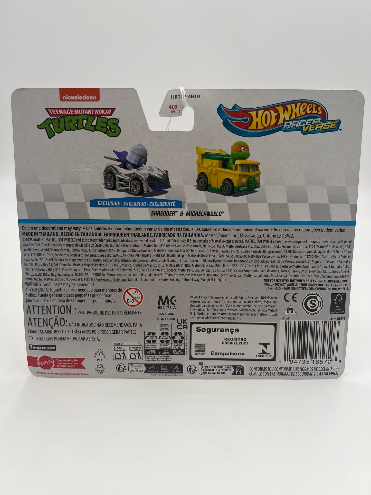 2024 Hot Wheels Racer Verse 2 Pack TMNT Shredder & Michelangelo 114C