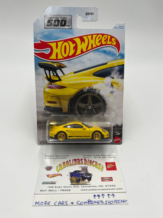 Hot Wheels Porsche 911 GT3 RS Yellow Wheel Swap Custom On Card W/Protector