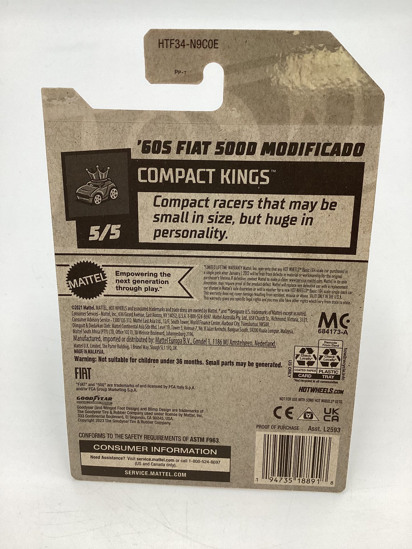 2024 Hot Wheels Super Treasure Hunt #117 60s Fiat 500D Modificado with protector