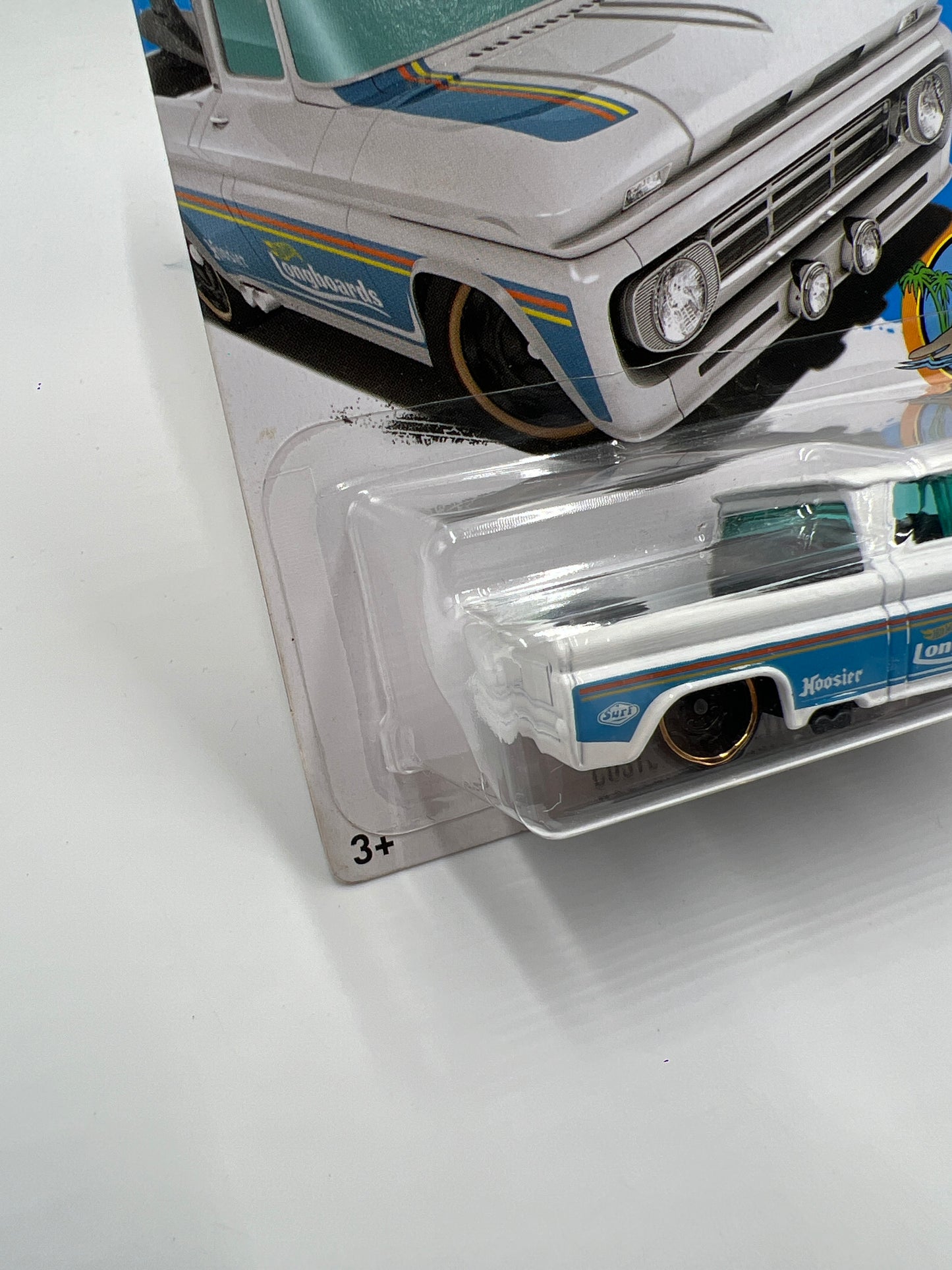 2017 Hot Wheels Factory Sealed Surfs Up #348 Custom 62 Chevy Pickup White W/Protector