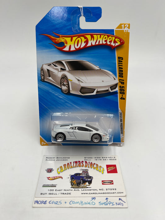 2010 Hot Wheels Premiere #12 Lamborghini Gallardo LP 560-4 White 102A
