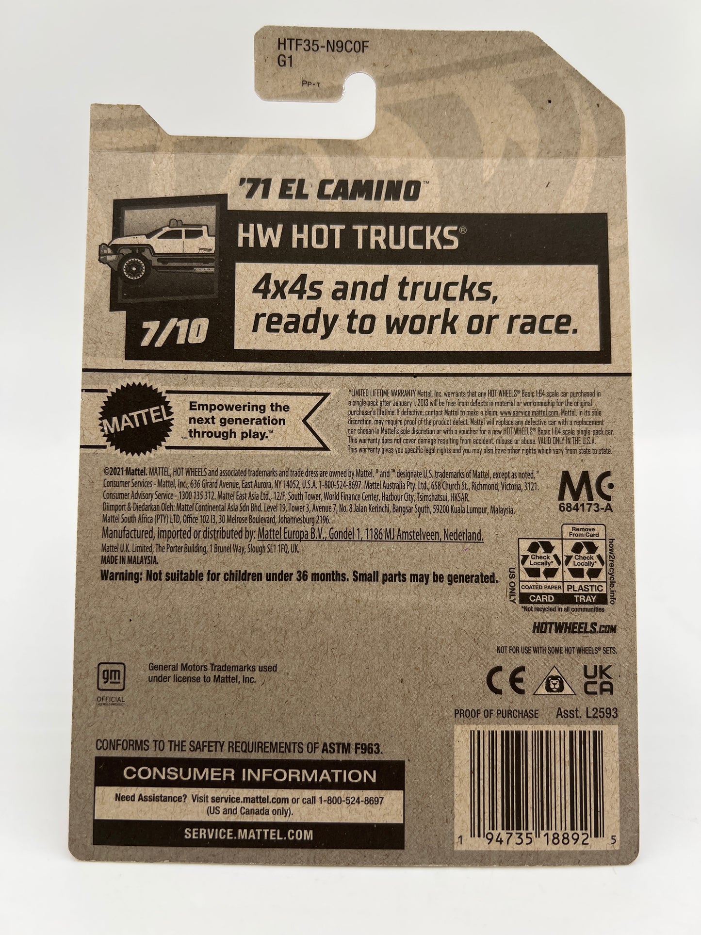 2024 Hot Wheels F Case Super Treasure Hunt #132 72 El Camino Purple W/Protector