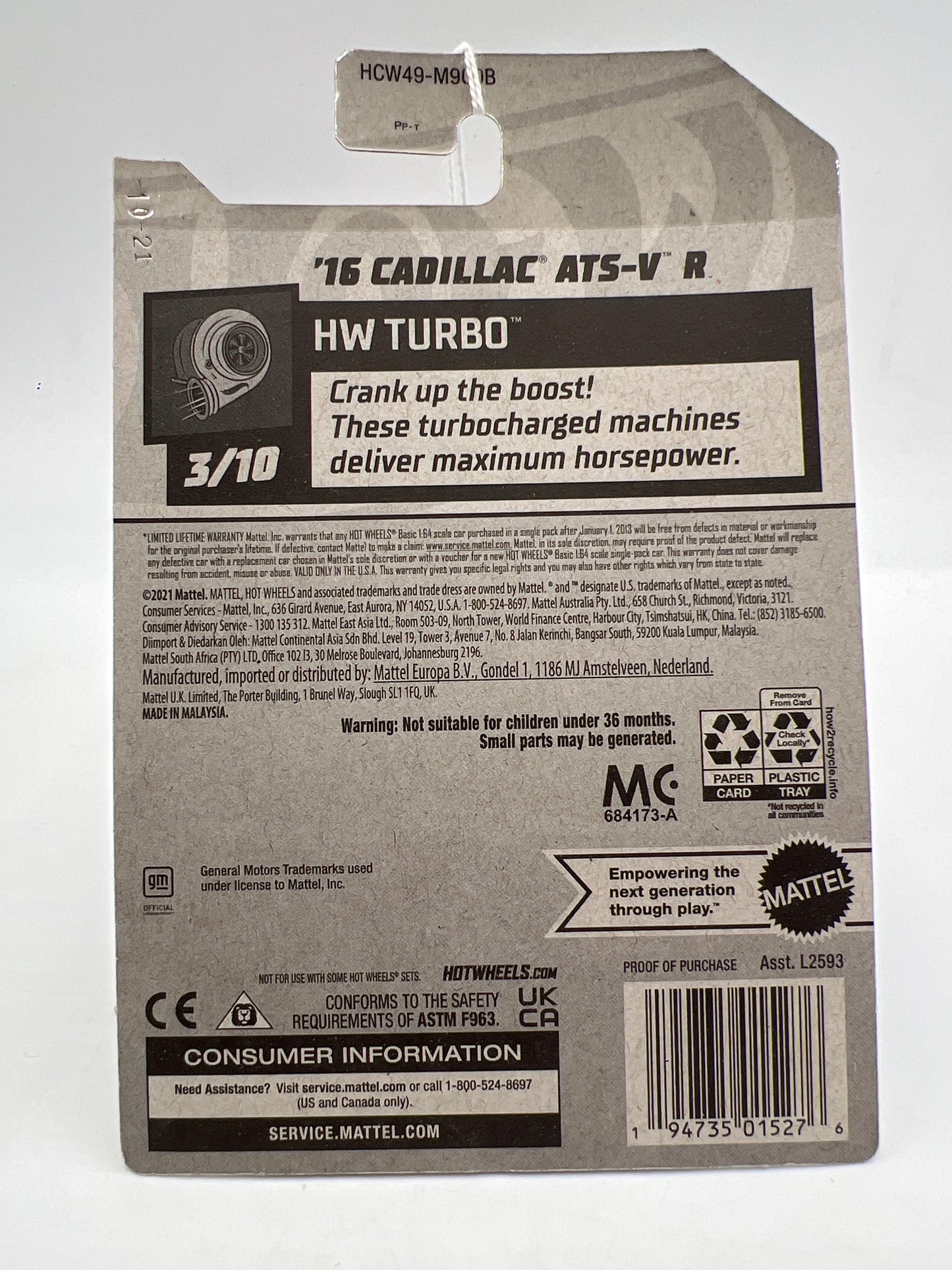 2022 Hot Wheels Turbo #38 16 Cadillac ATS-V R Red 57C