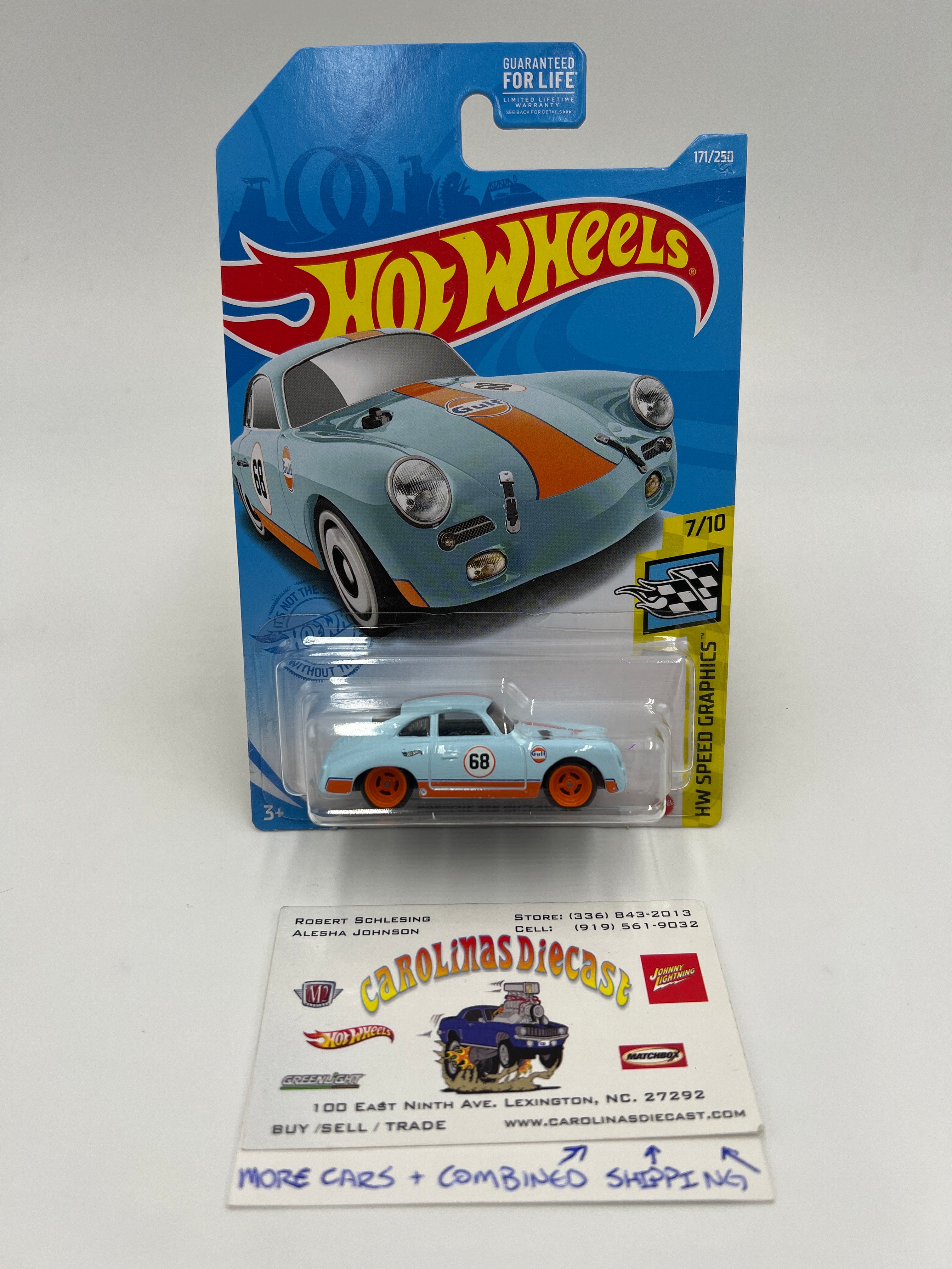 Hot Wheels Porsche 356 Outlaw Blue Gulf Wheel Swap Custom On Card