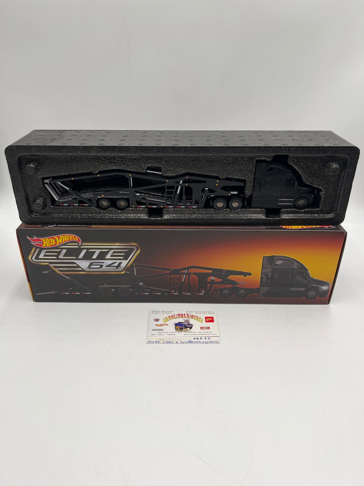 Hot Wheels RLC Elite 64 Freightliner Cascadia Car Hauler Black