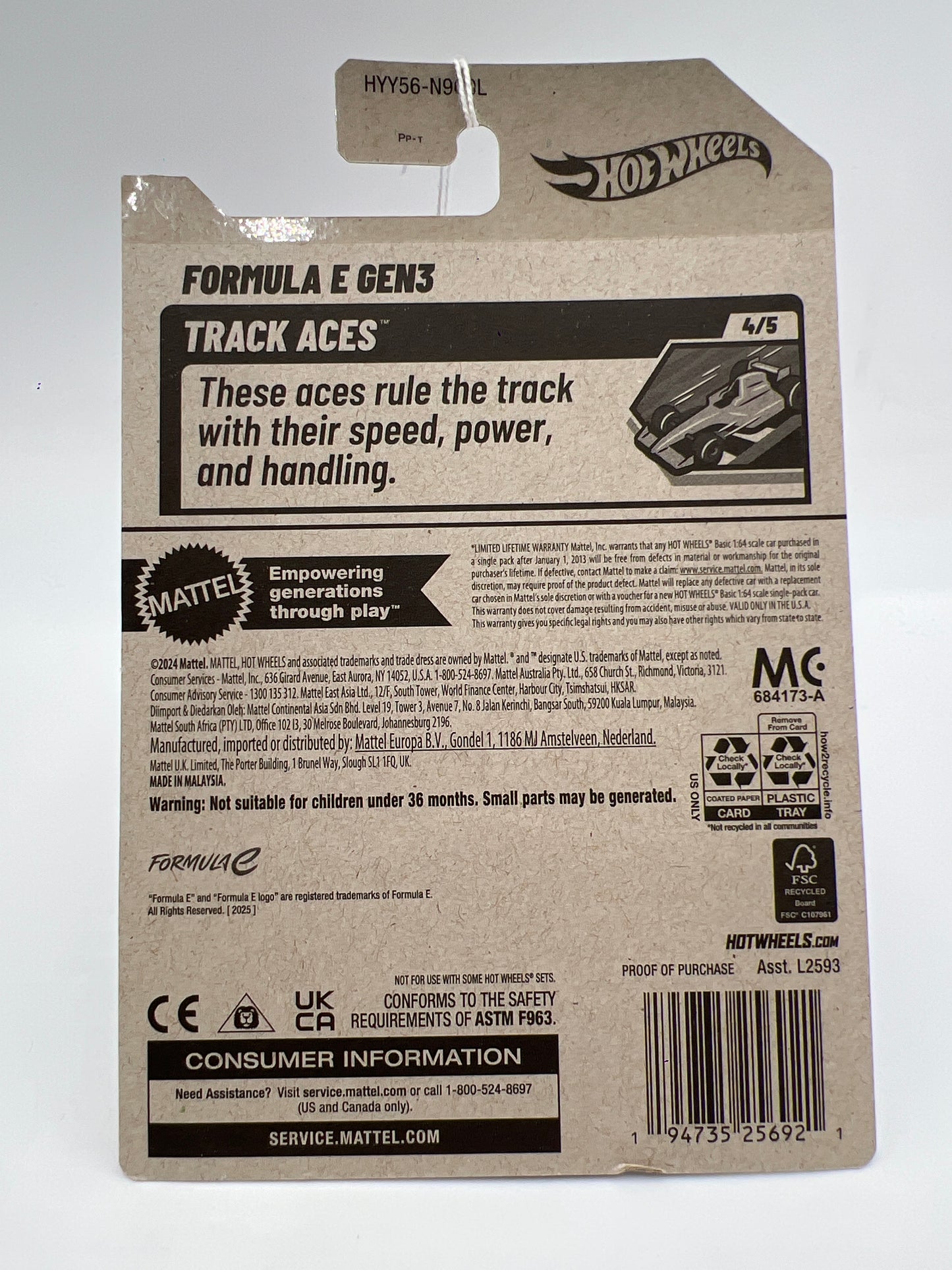 2025 Hot Wheels N Case Track Aces #194 Formula E Gen3 McLaren Black/Orange 114C
