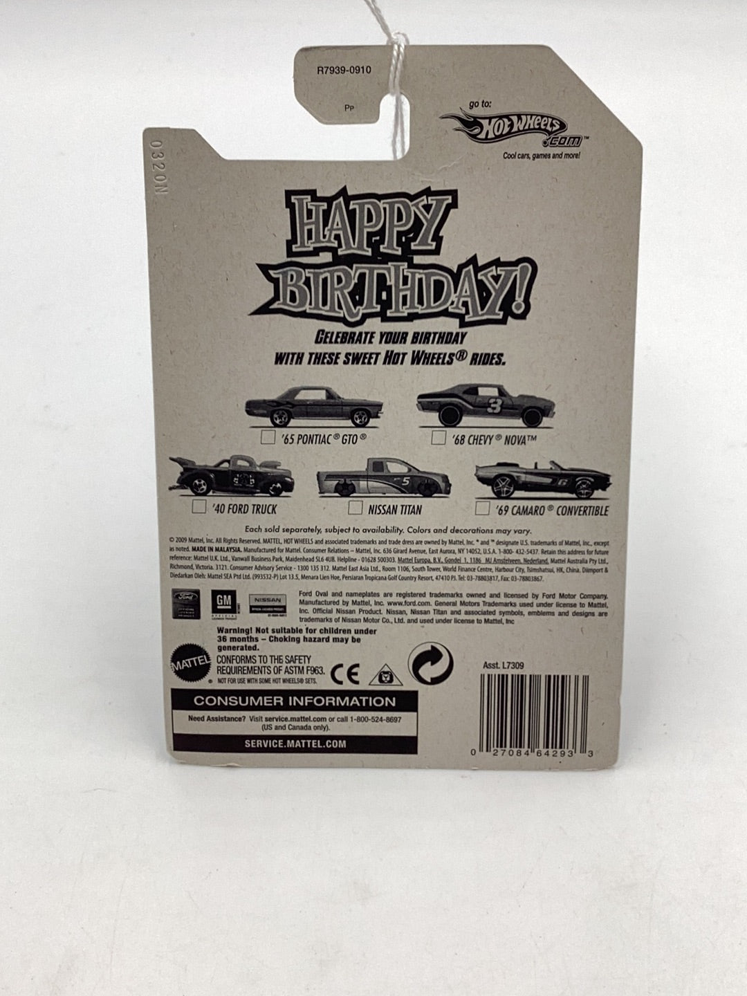 Hot Wheels Happy Birthday 69 Camaro Convertible