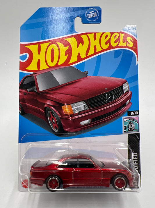 2024 Hot Wheels Super Treasure Hunt #82 89 Mercedes-Benz 560 SEC AMG Red W/Protector