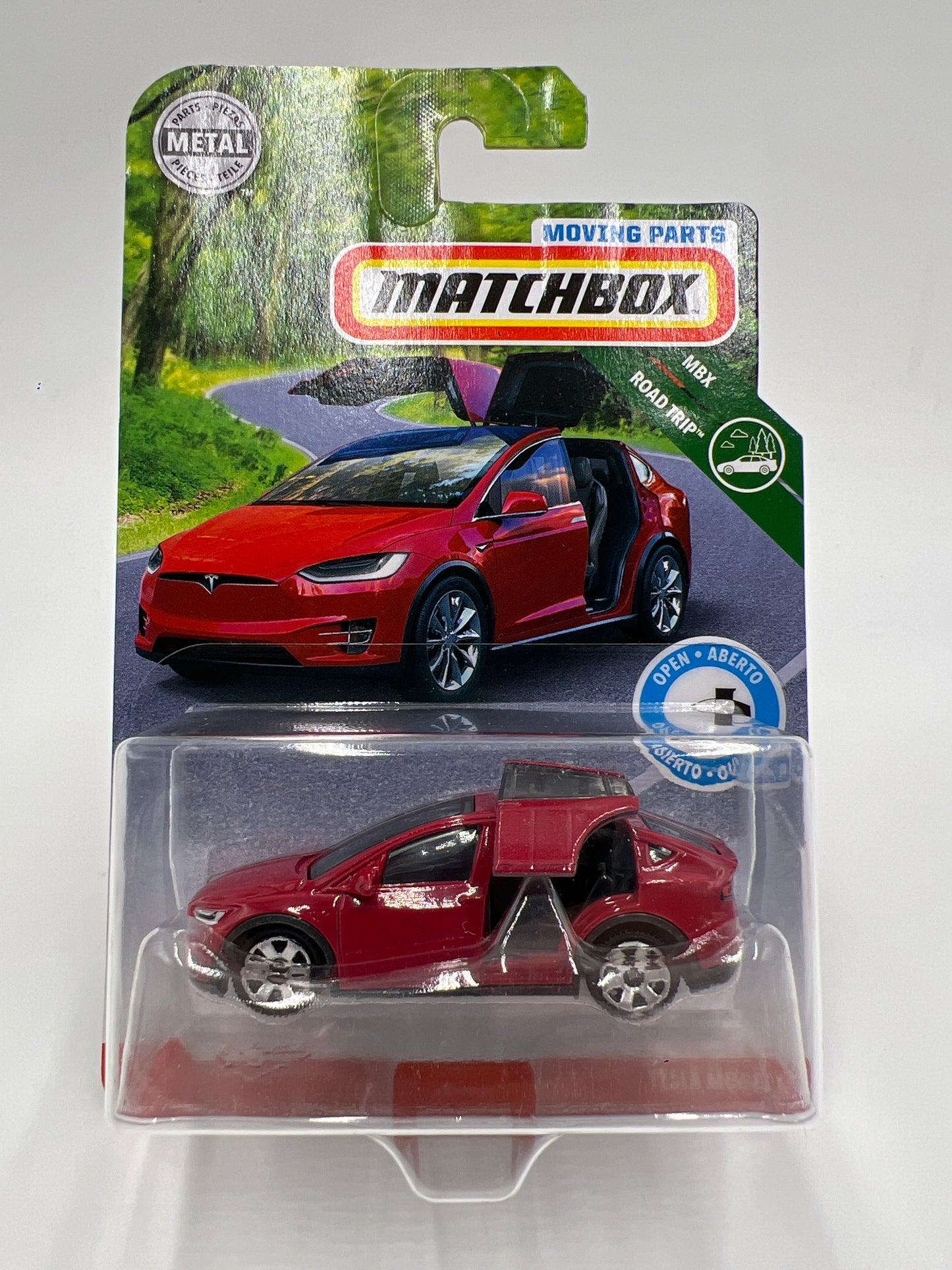 Matchbox Moving Parts MBX Road Trip Tesla Model X Red W/Protector