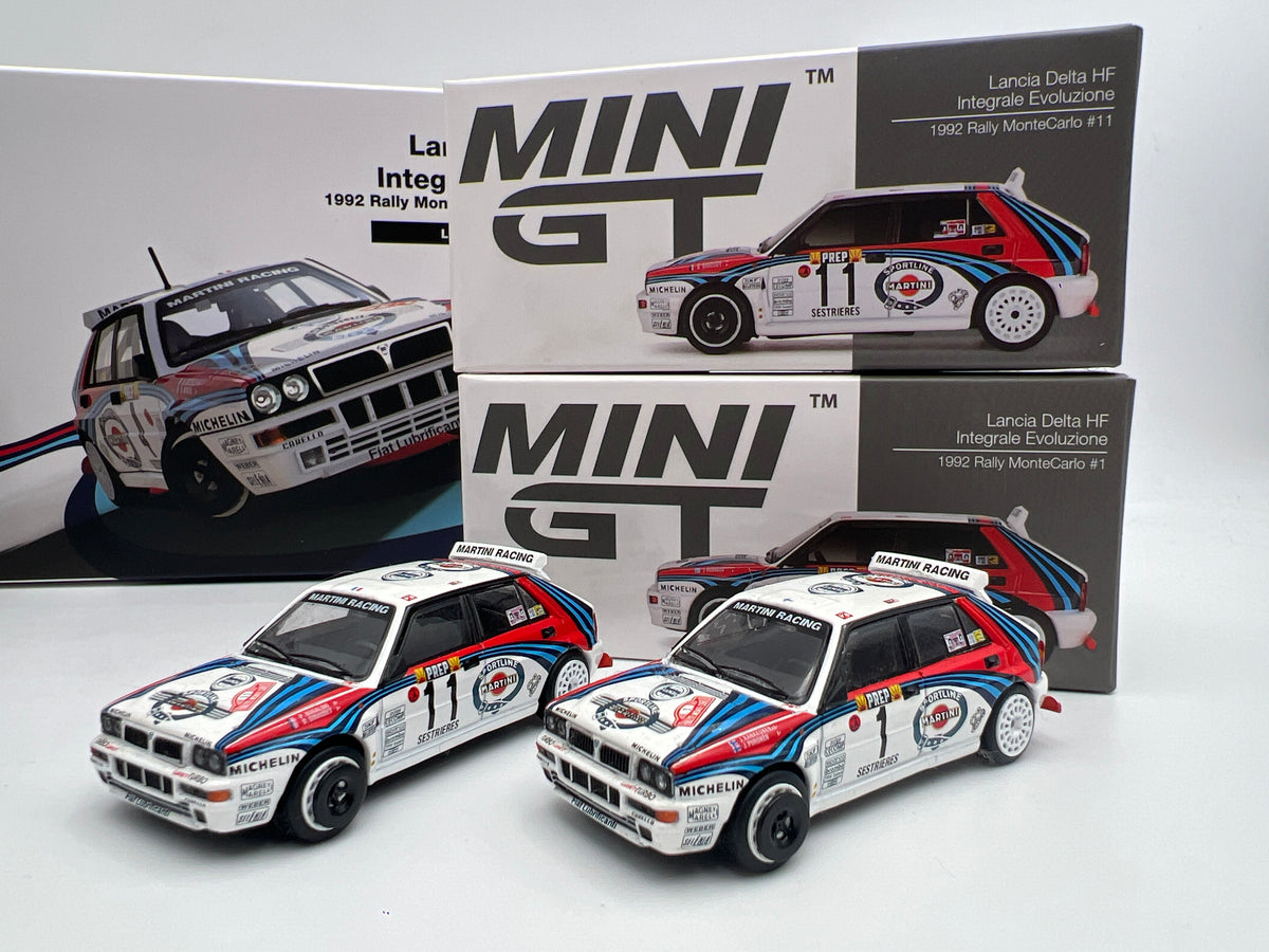 Mini GT #455-458 Martini Racing 4 Car Set 1/5000 Lancia Delta HF Integrale Evoluzione