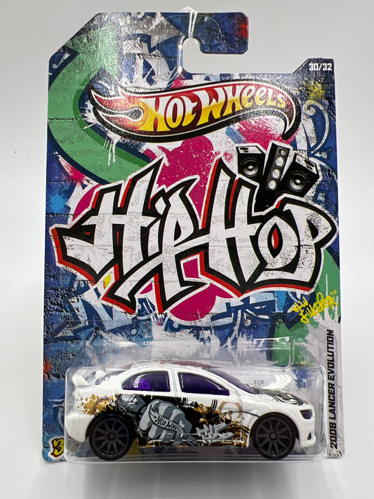 2013 Hot Wheels Jukebox Hip Hop #30 2008 Lancer Evolution White SR