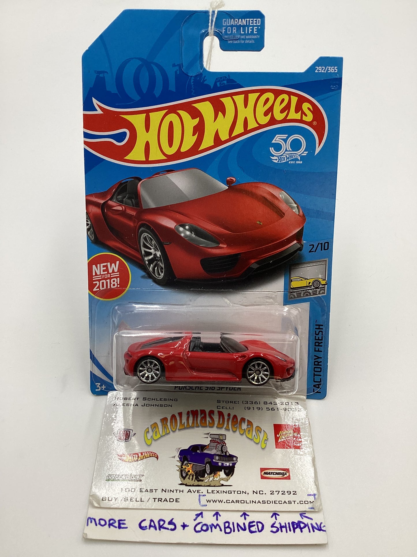 2018 Hot Wheels #292 Porsche 918 Spyder 100D