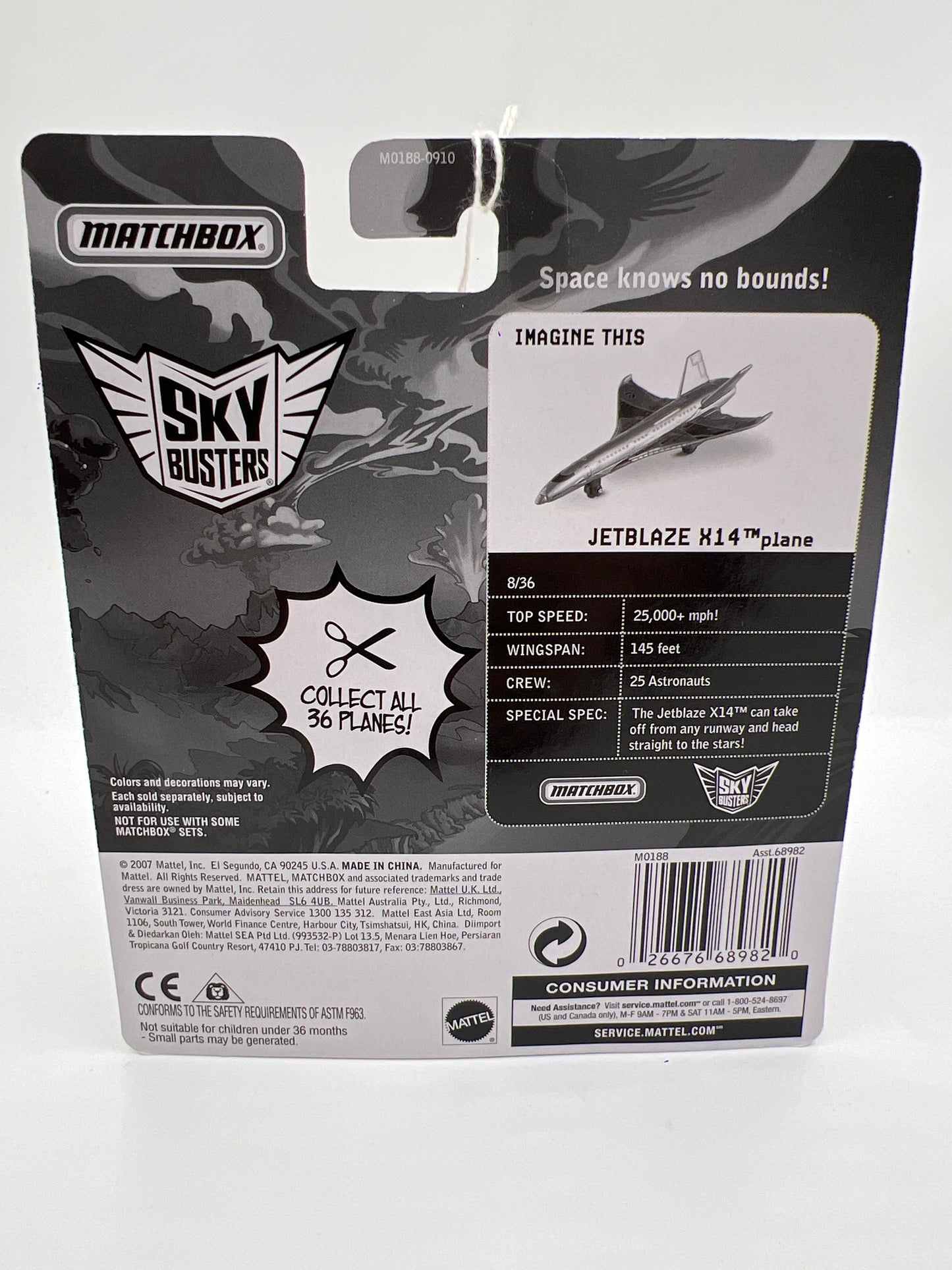 Matchbox Sky Busters MBX Metal #8 Jetblaze X14 Gold WW7