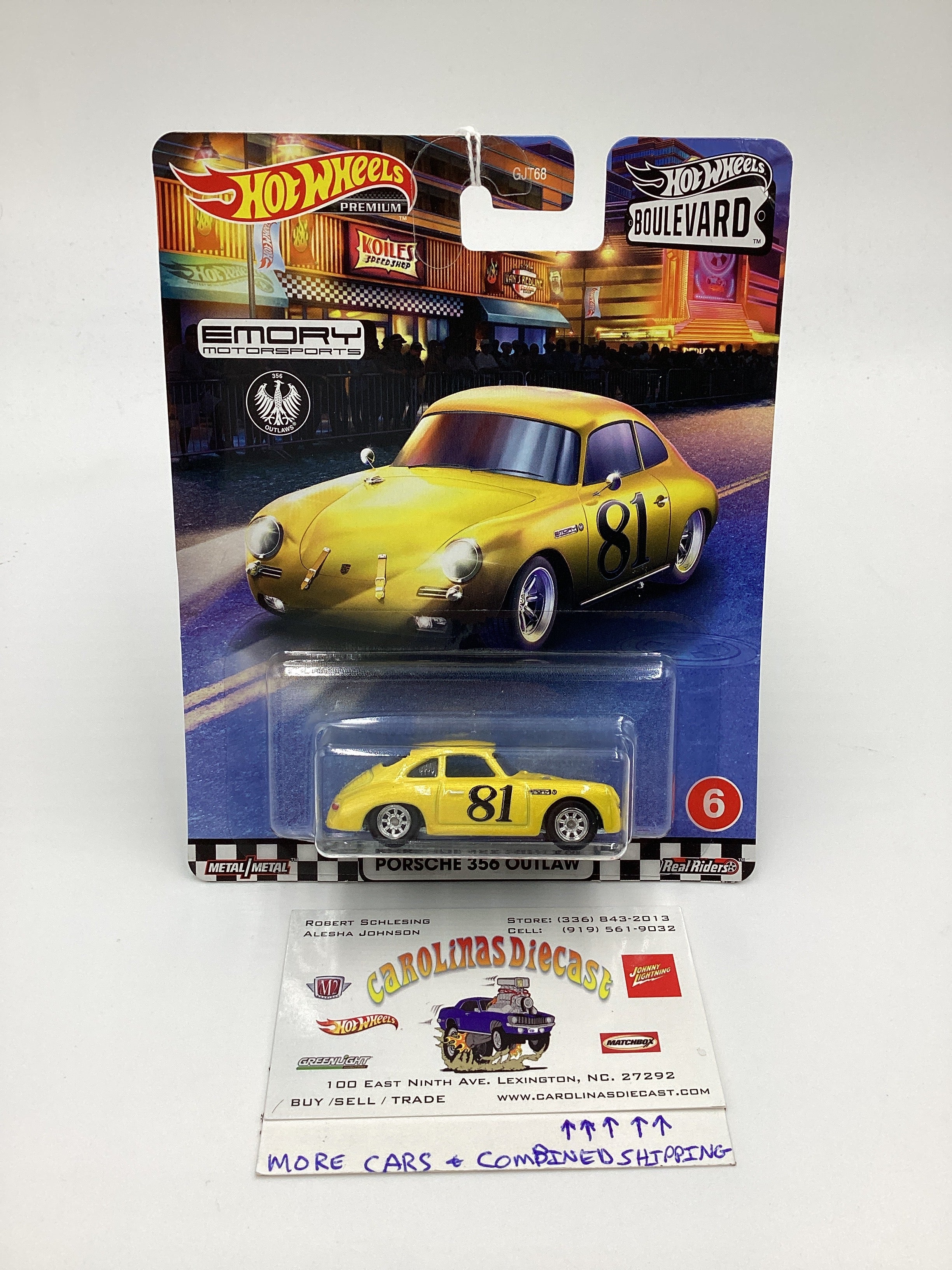 Hot Wheels Boulevard #6 Porsche 356 Outlaw Yellow Card Not Perfect