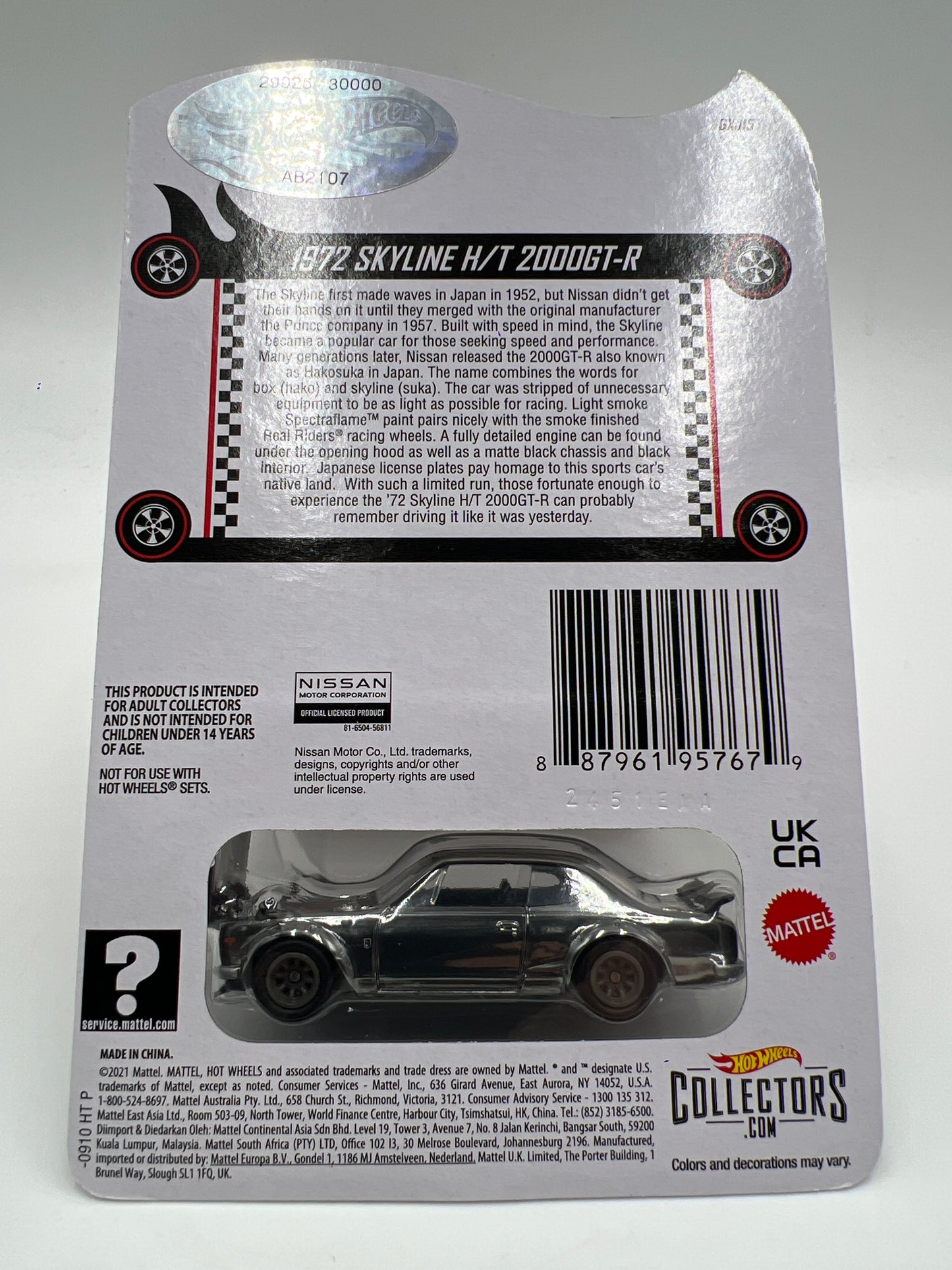 2021 Hot Wheels RLC #29926/30000 1972 Skyline H/T 2000GT-R Chrome W/Protector
