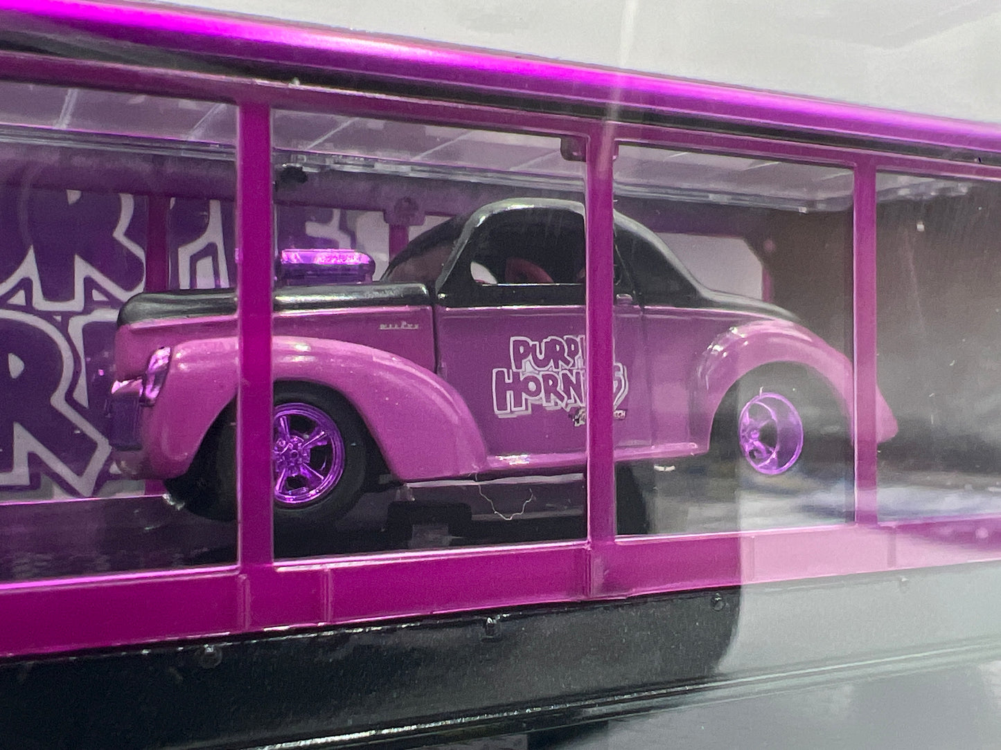 M2 Machines Auto Haulers CHASE Purple Hornies 1970 Dodge L600 COE & 1941 Willys Coupe R62