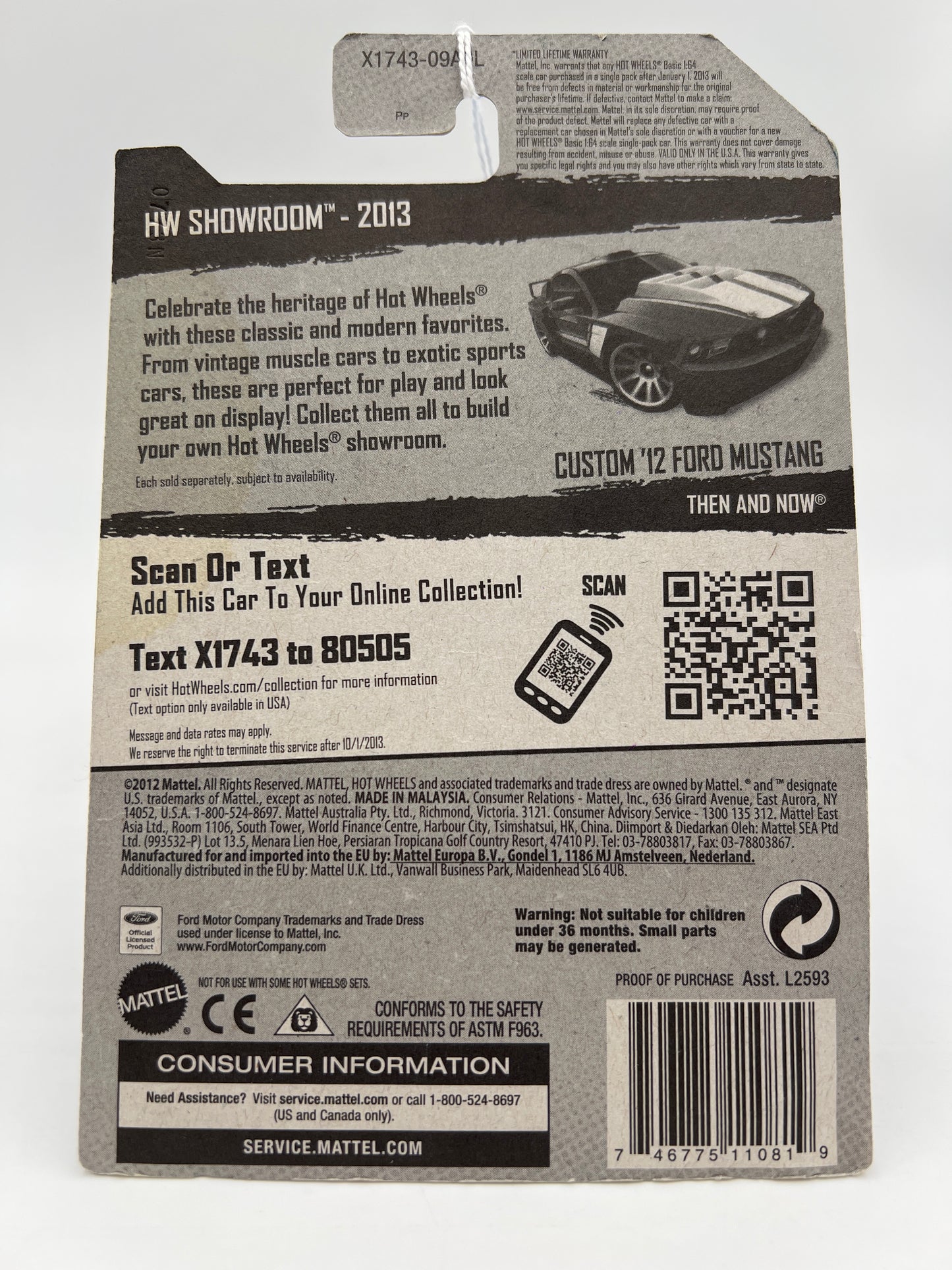 2013 Hot Wheels Showroom #230 Custom 12 Ford Mustang Blue 33D