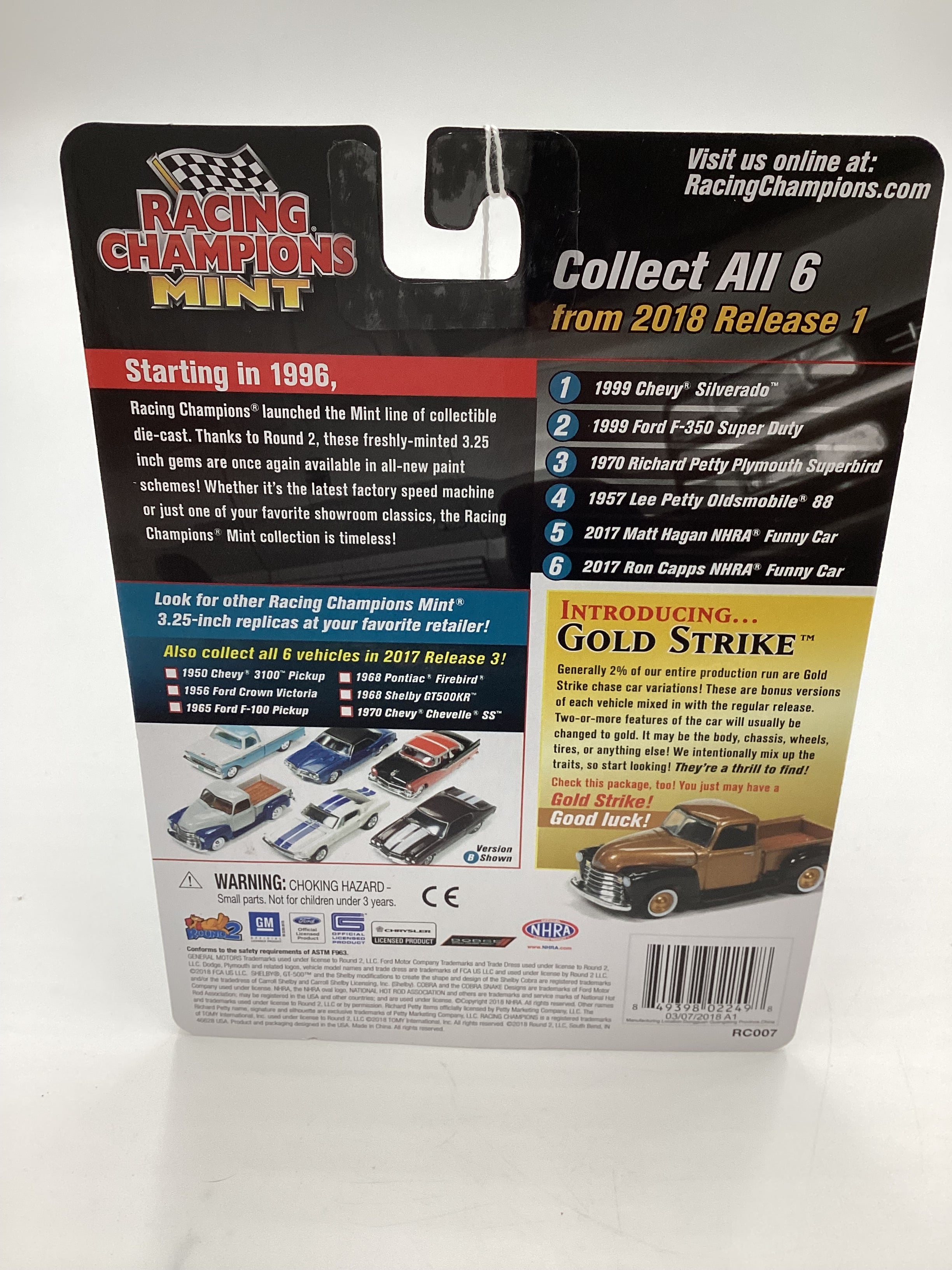 Racing Champions Mint #1 Release 1 Version B 1999 Chevy Silverado