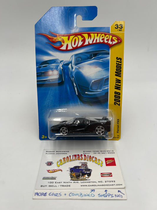 2008 Hot Wheels New Models #33 Facing Backwards ERROR Ferrari FXX Black W/Protector