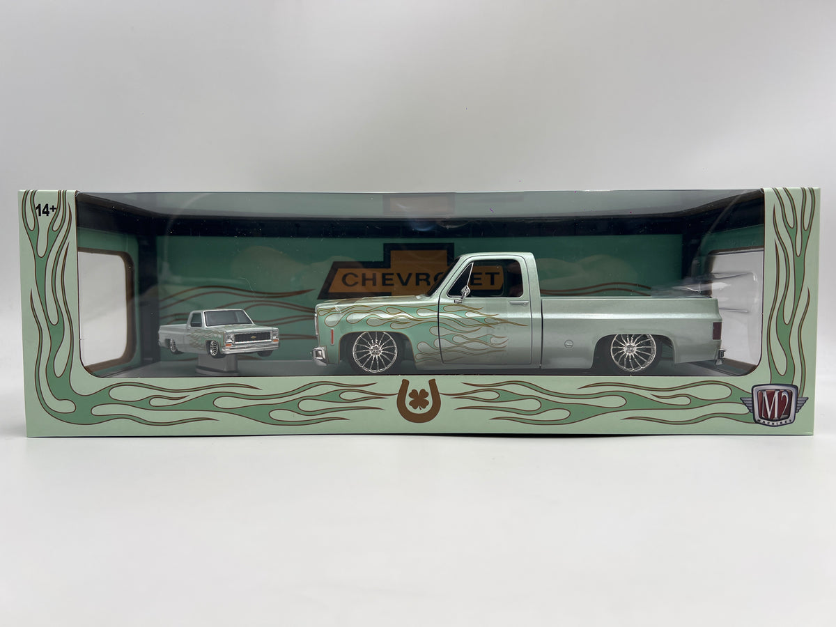 2026 M2 Machines R01 1/24 & 1/64 2 Pack 1973 Chevrolet Cheyenne Super 10 Light Green