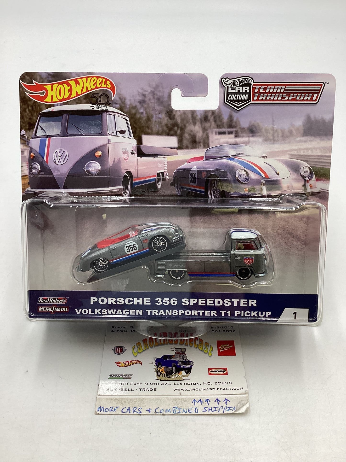 2018 Hot Wheels Team transport #1 Porsche 356 Speedster & Volkswagen Transporter T1 Pickup with Protector